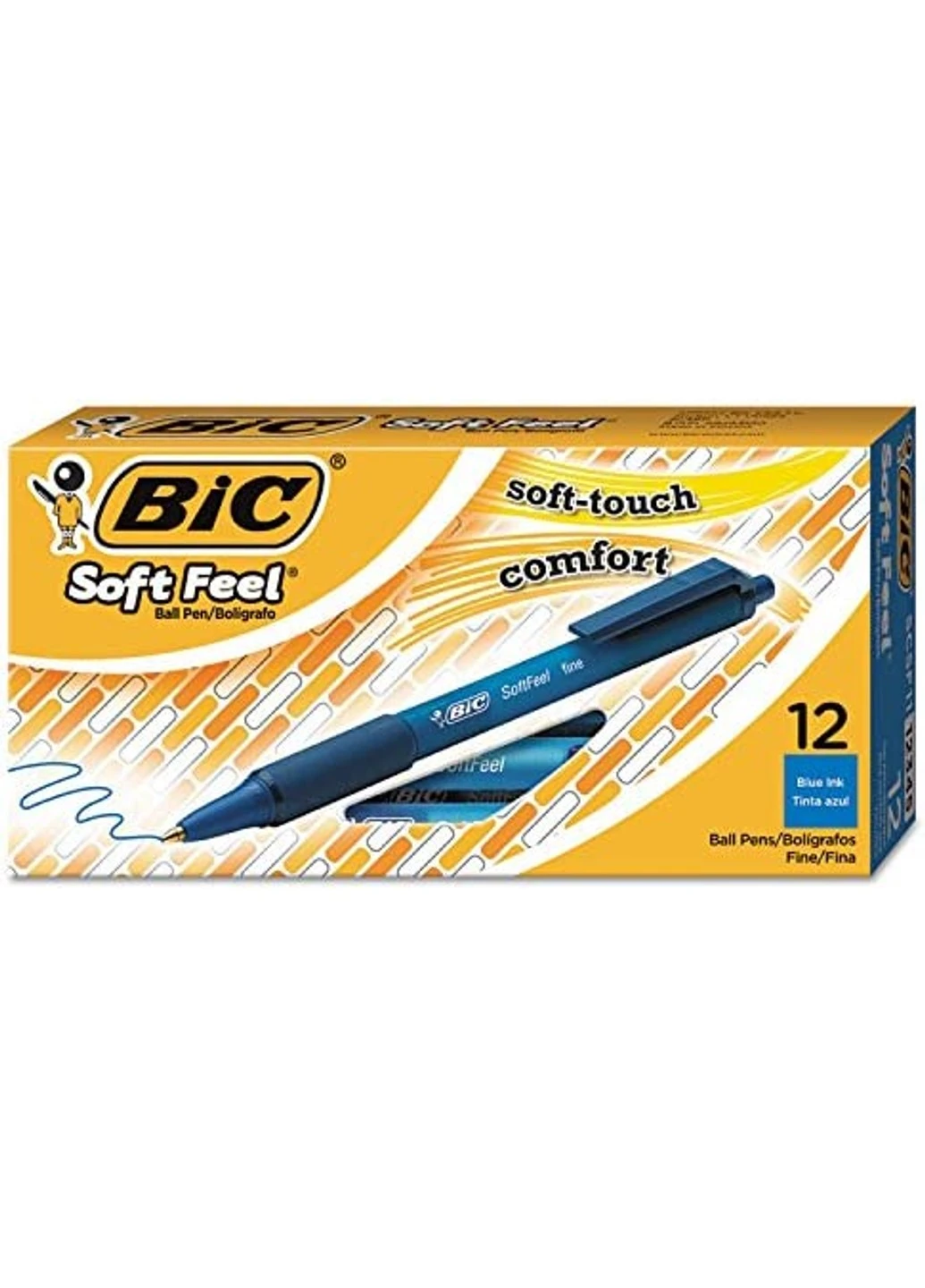 Набор шариковых ручек 12 шт автоматических Soft Feel, 1 мм. Синий (BICSCSF11BE) Bic (255254278)