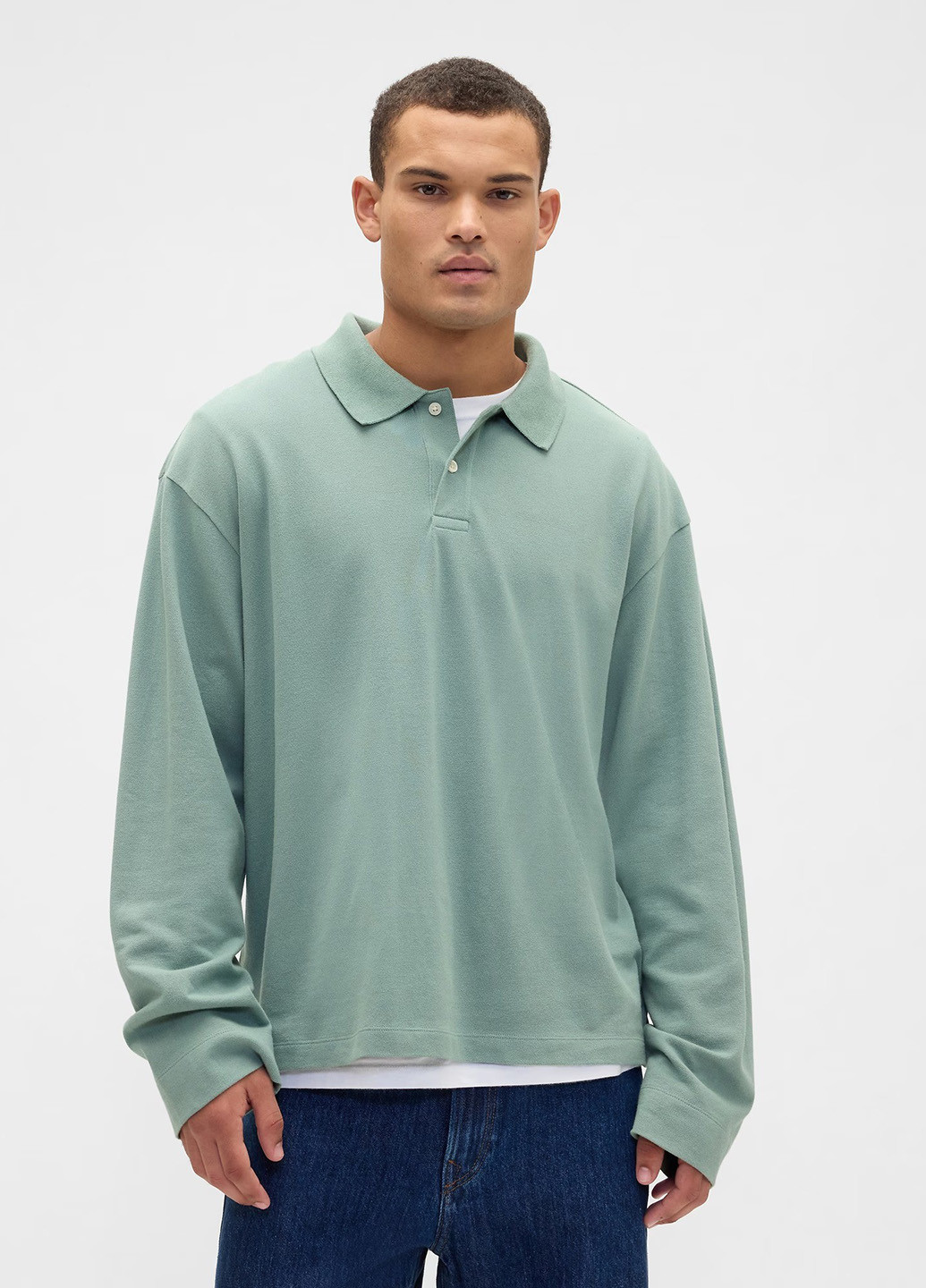 Светло-зеленая футболка-поло для мужчин Gap однотонная