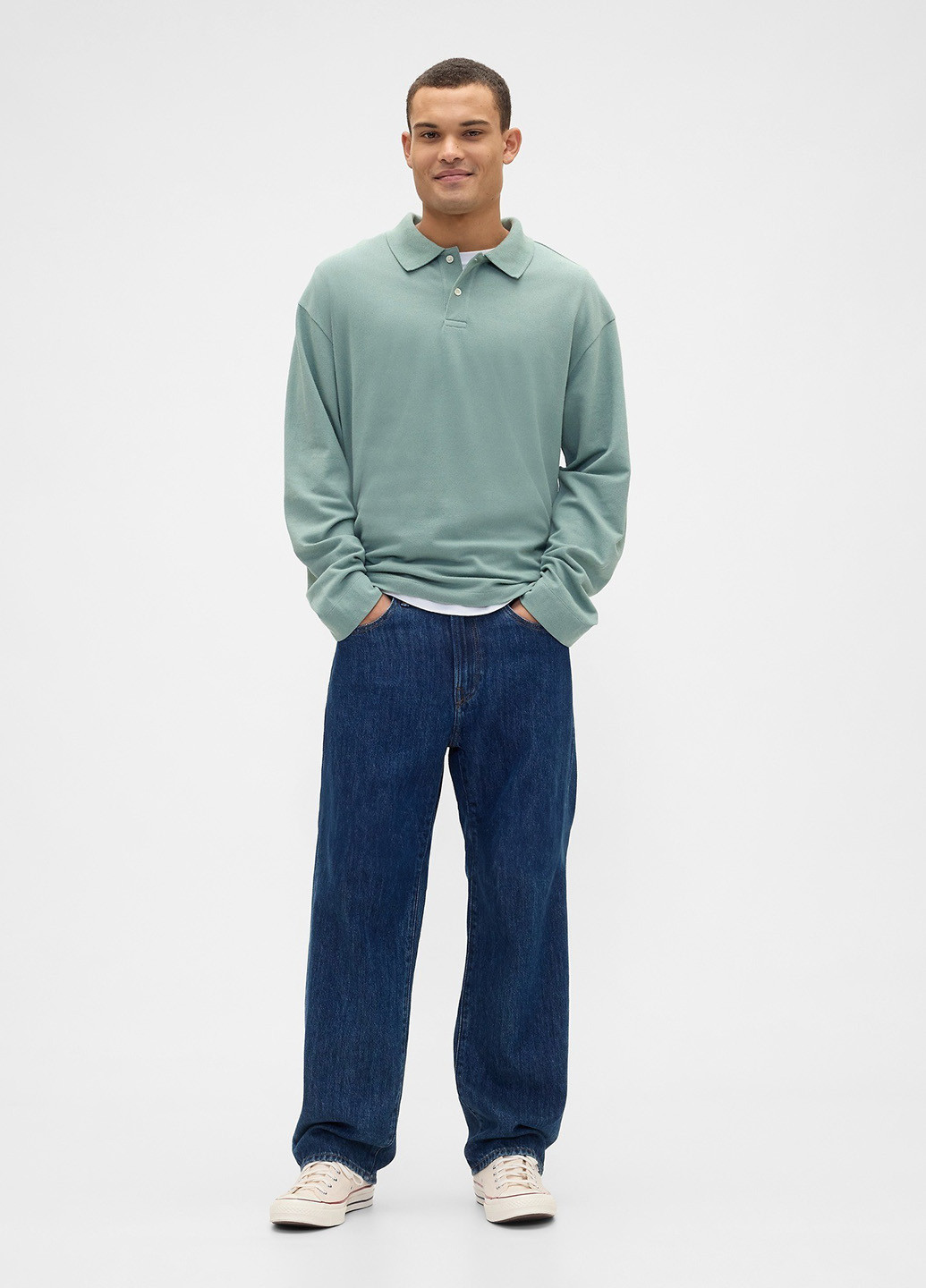 Светло-зеленая футболка-поло для мужчин Gap однотонная