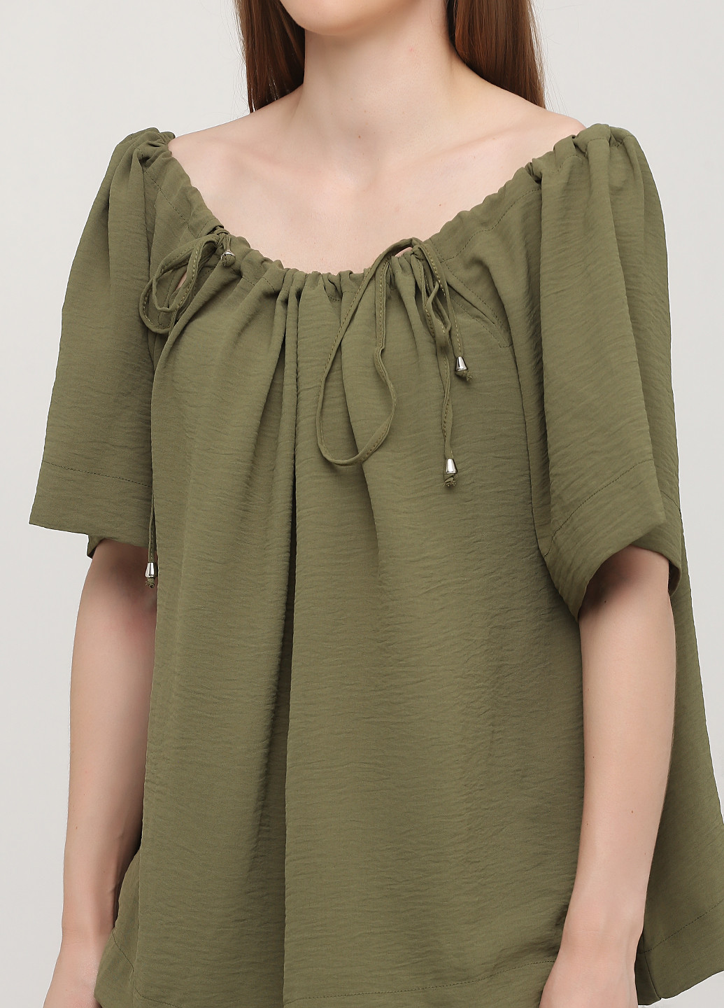 Оливковая (хаки) летняя блуза Bebe Plus