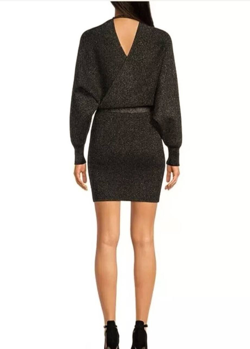 Графитовое вечернее, праздничный платье на запах, платье-свитер Gianni Bini однотонное