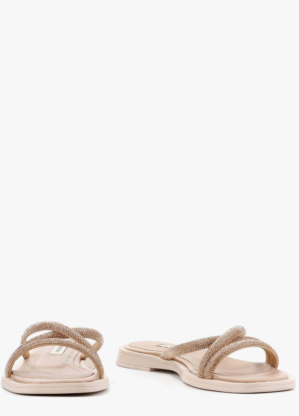 Бежевые шлепанцы Le'BERDES со стразами