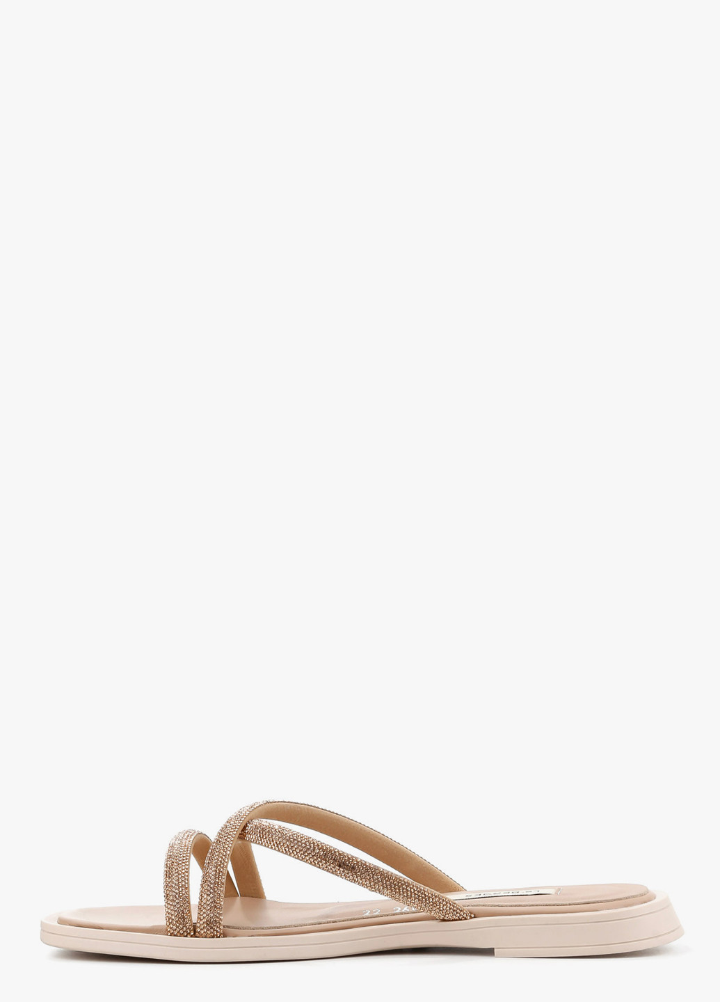 Бежевые шлепанцы Le'BERDES со стразами