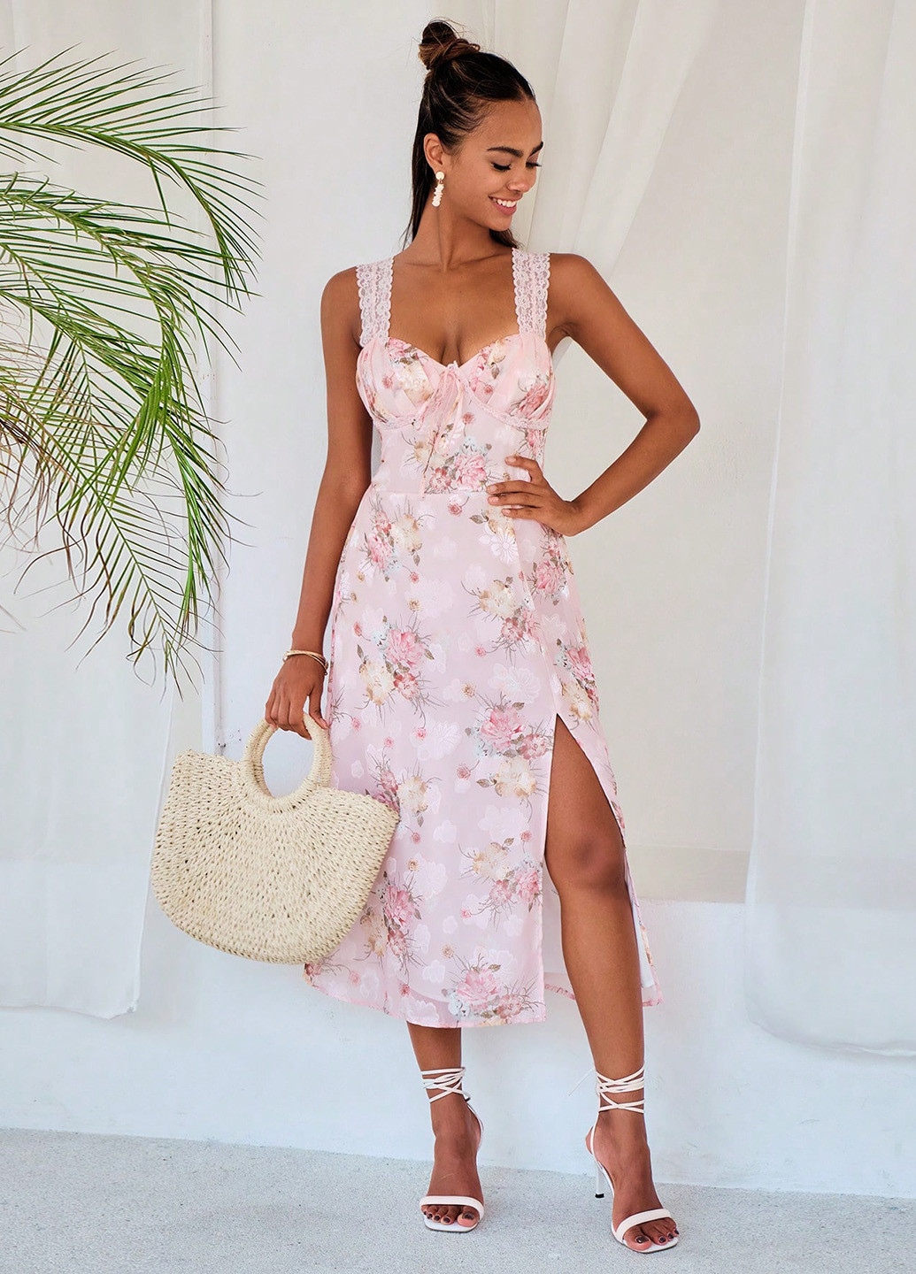 Рожева кежуал сукня SHEIN з квітковим принтом