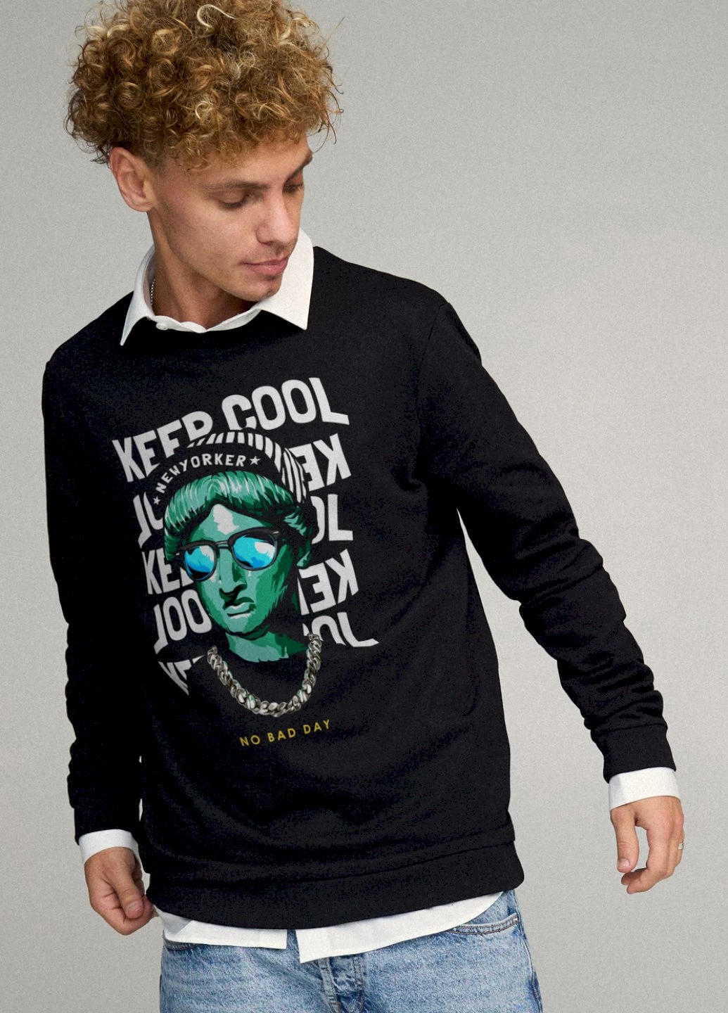 Чорний свитшот мужской oversize /no flis/ YAPPI малюнок (254557748)