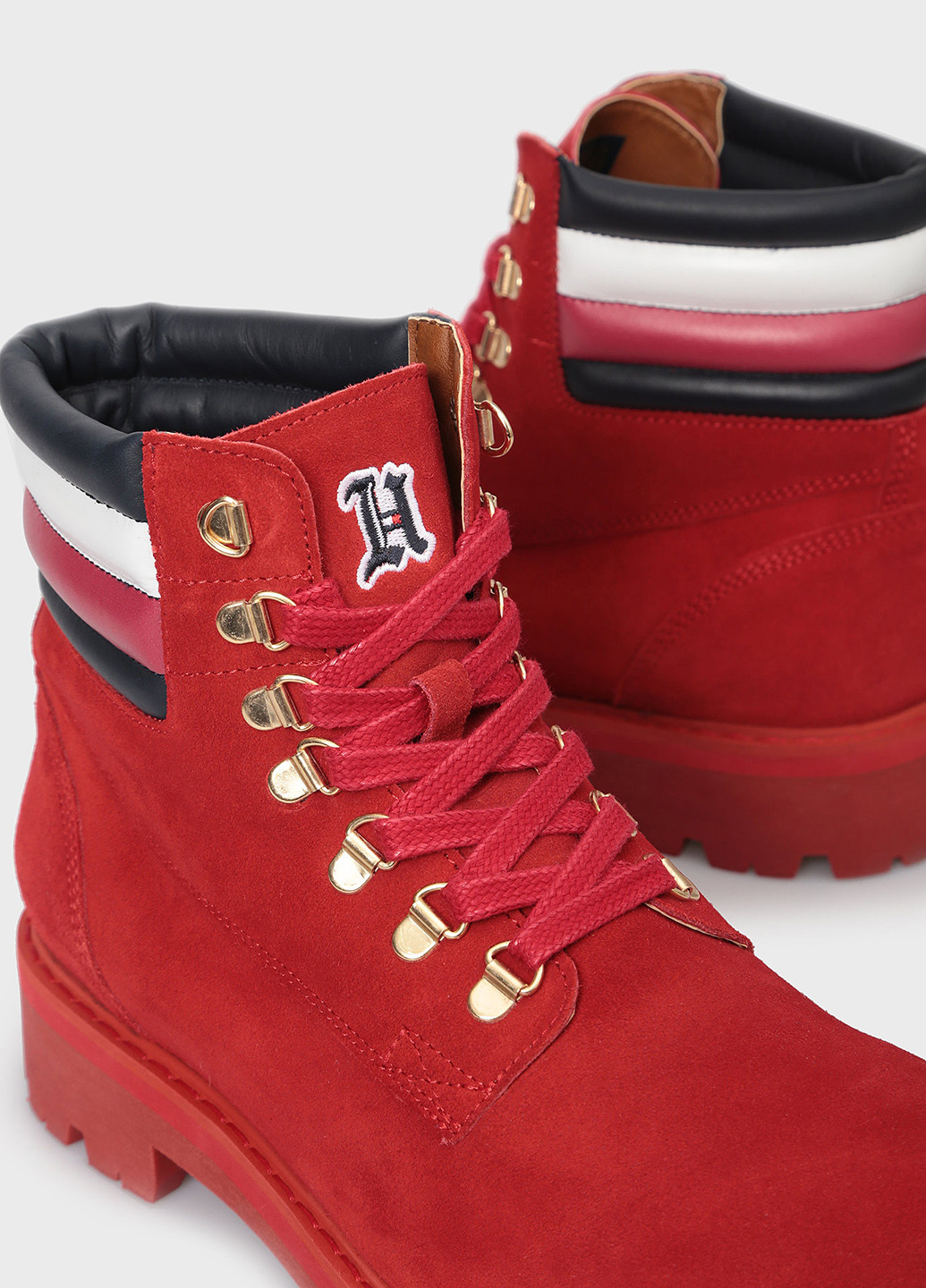 Красные зимние ботинки тимберленды Tommy Hilfiger