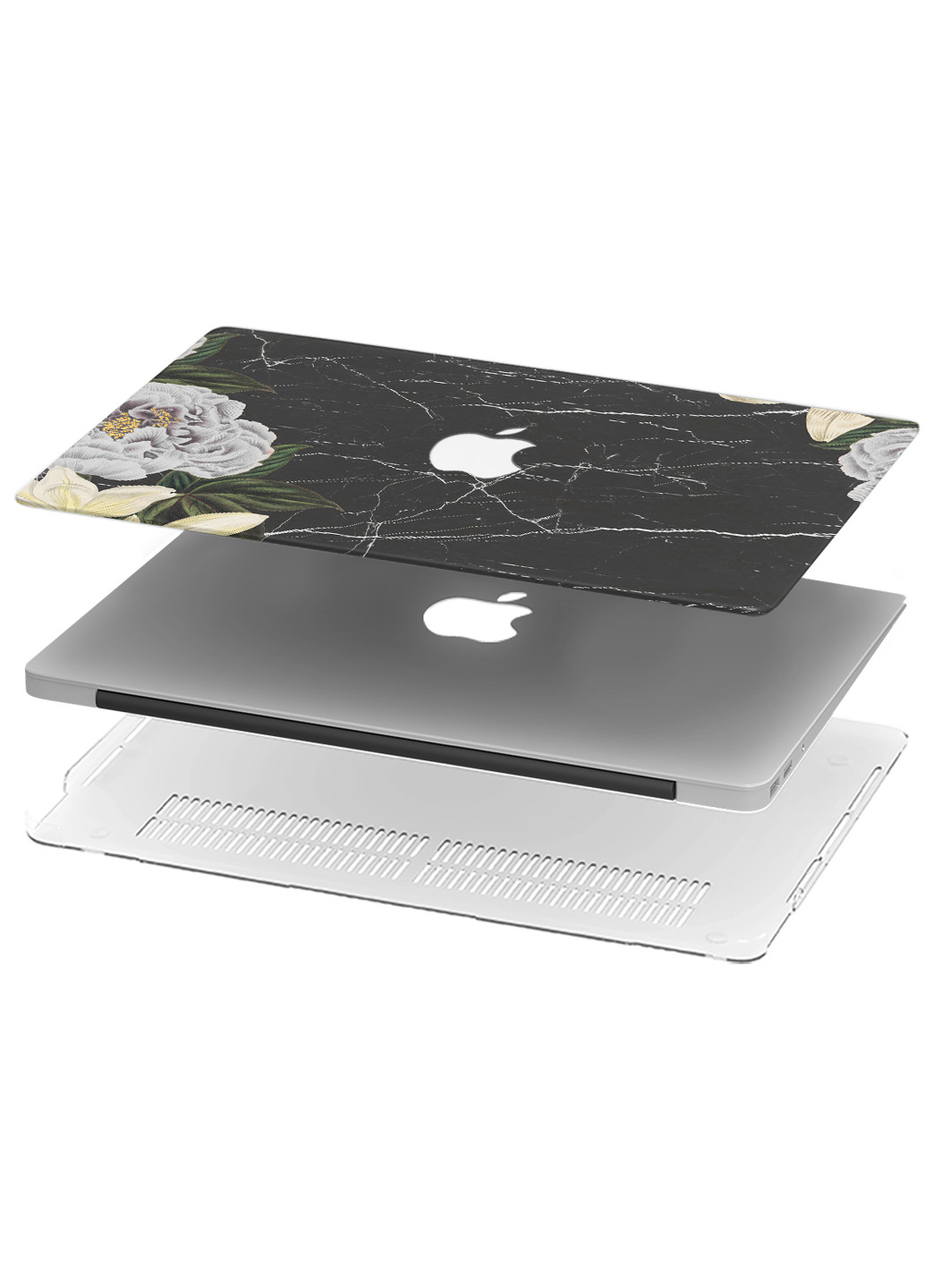Чохол пластиковий для Apple MacBook Air 11 A1465 / A1370 Чорний мармур з півоніями (6349-2370) MobiPrint (218857751)