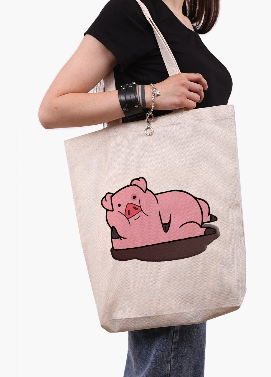 Еко сумка шоппер біла Пухкі Гравіті Фолз (Waddles Gravity Falls) (9227-2626-WTD) екосумка шопер 41*39*8 см MobiPrint (216642120)