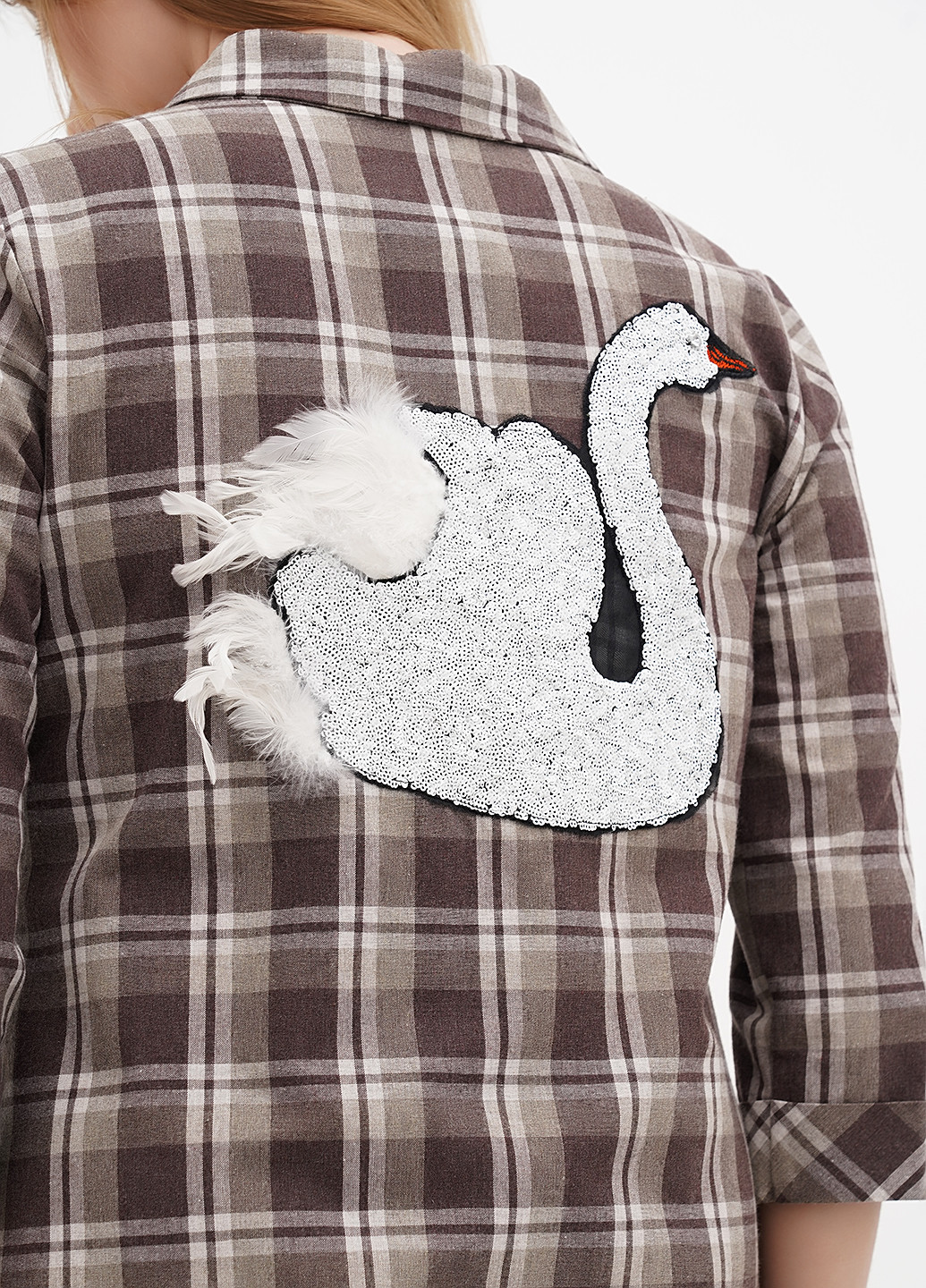 Коричневое кэжуал платье Sassofono в клетку