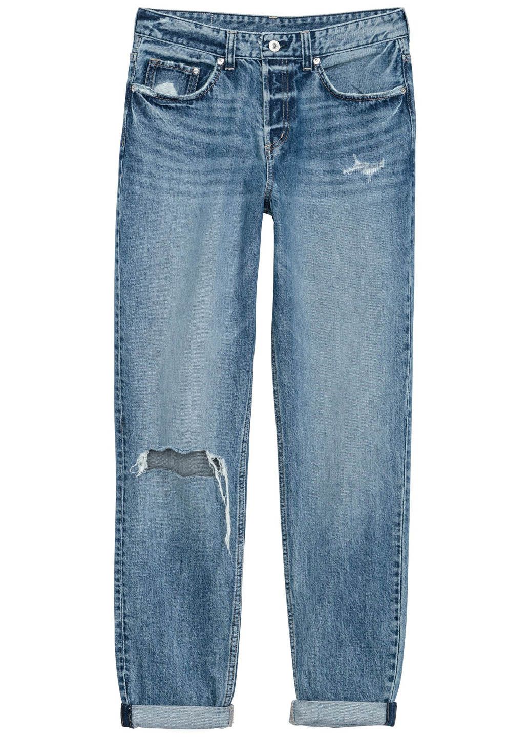 Голубые демисезонные бойфренды джинсы H&M