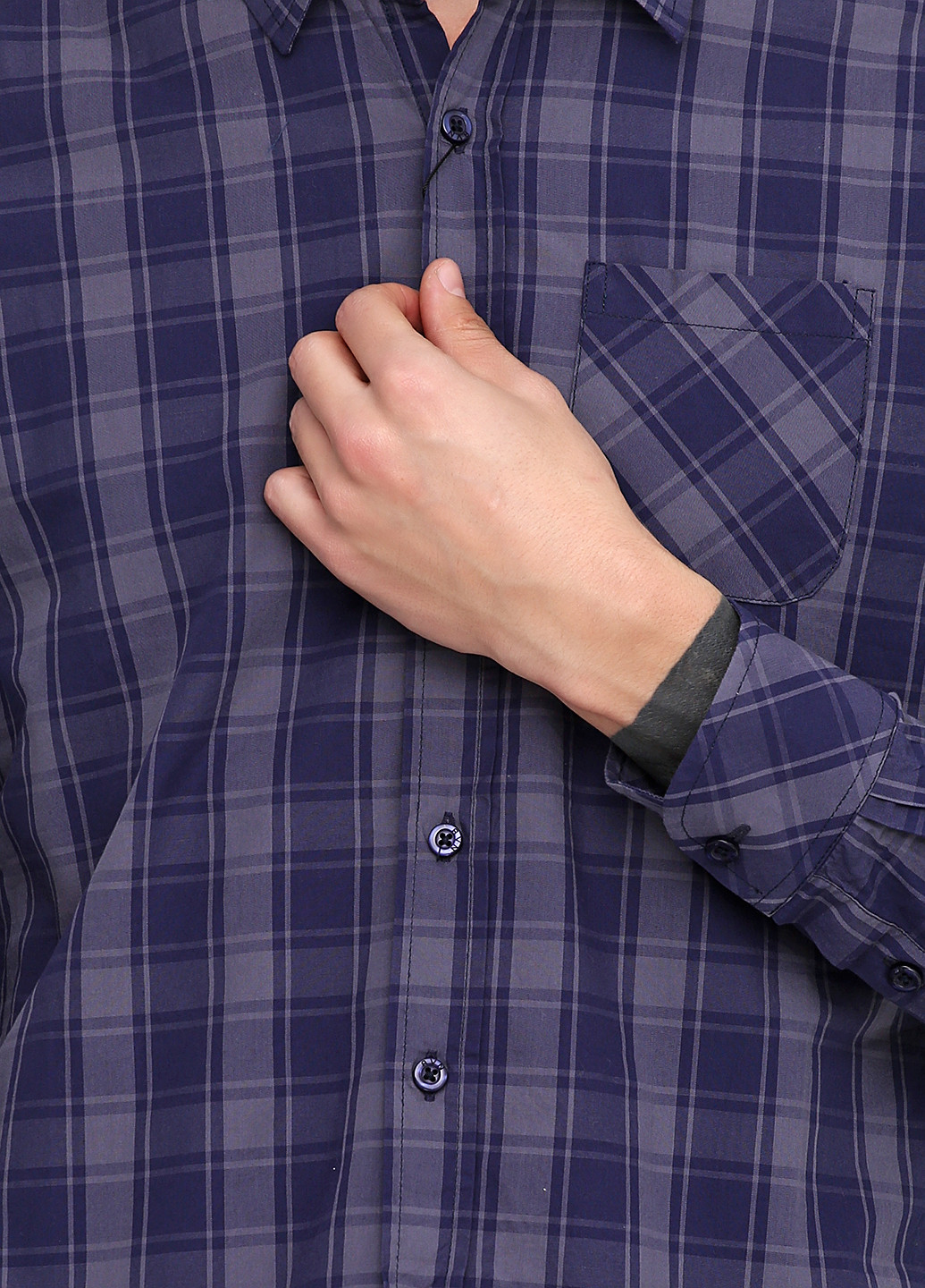 Темно-синяя кэжуал рубашка в клетку Яavin с длинным рукавом
