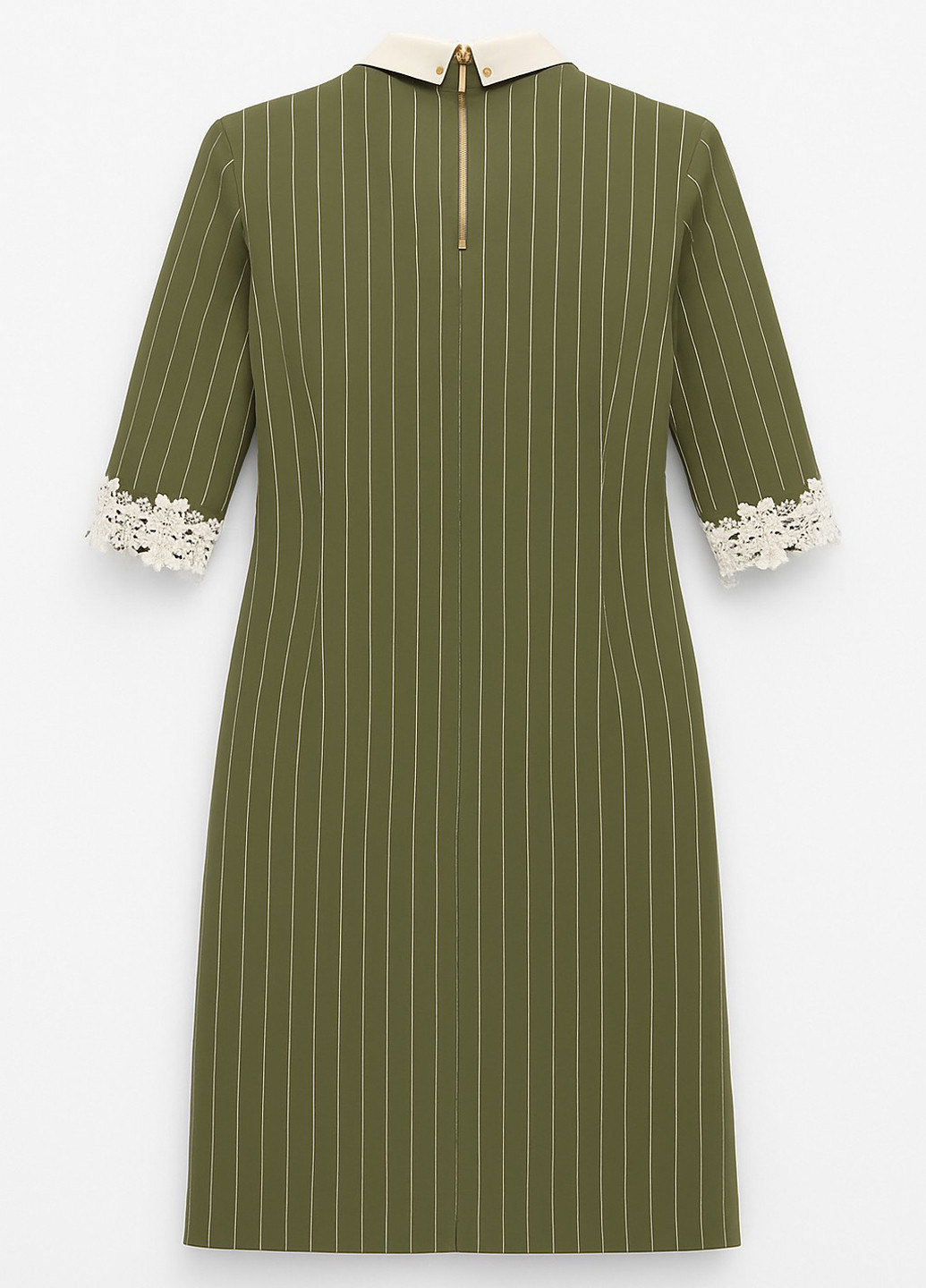 Оливковое кэжуал платье а-силуэт Sassofono в полоску
