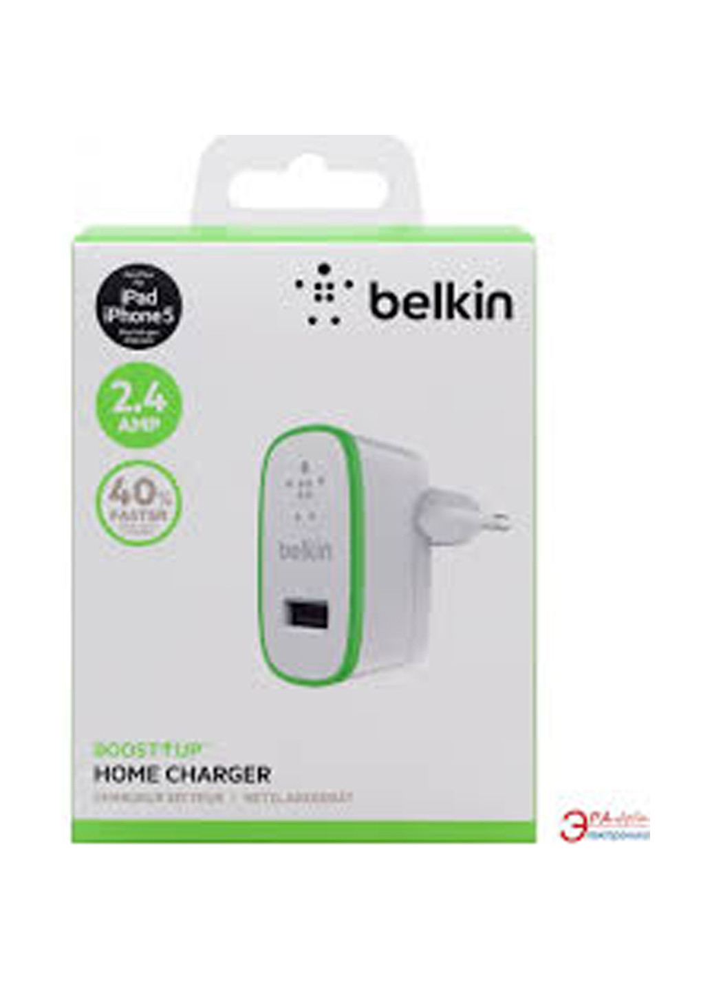 Сетевое ЗУ Belkin USB HomeCharger (USB 2.4Amp), Белый (F8J040vfWHT) белое