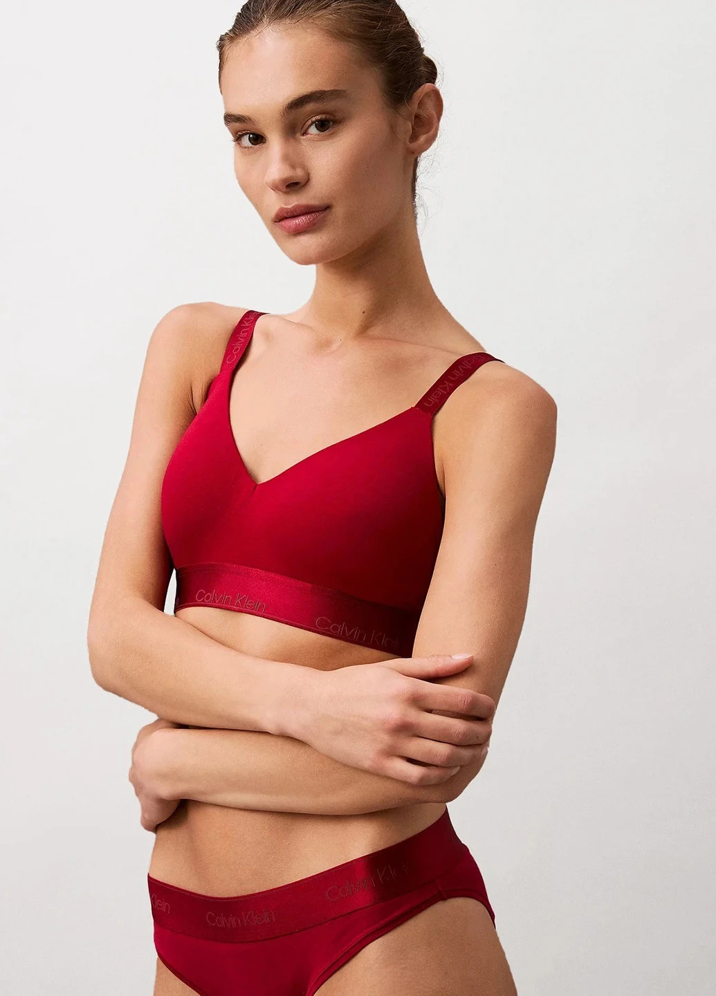 Красный бралетт бюстгальтер Calvin Klein без косточек хлопок