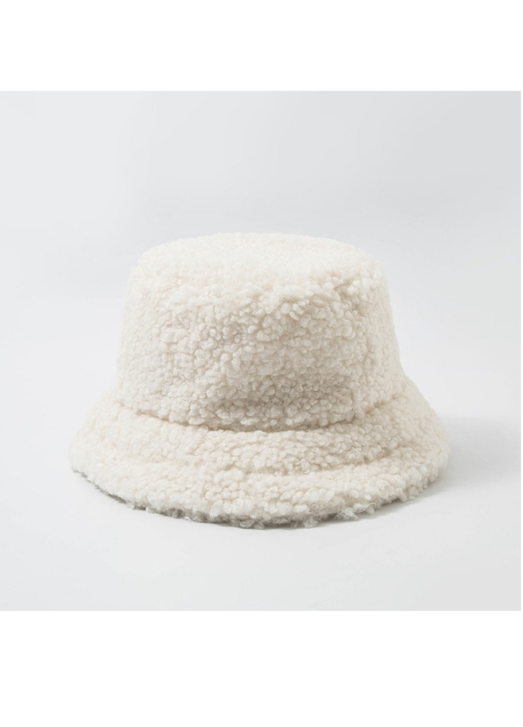 Женская меховая зимняя шапка панама теплая плюшевая пушистая Тедди барашек каракуль Серый NoName панама (250515521)