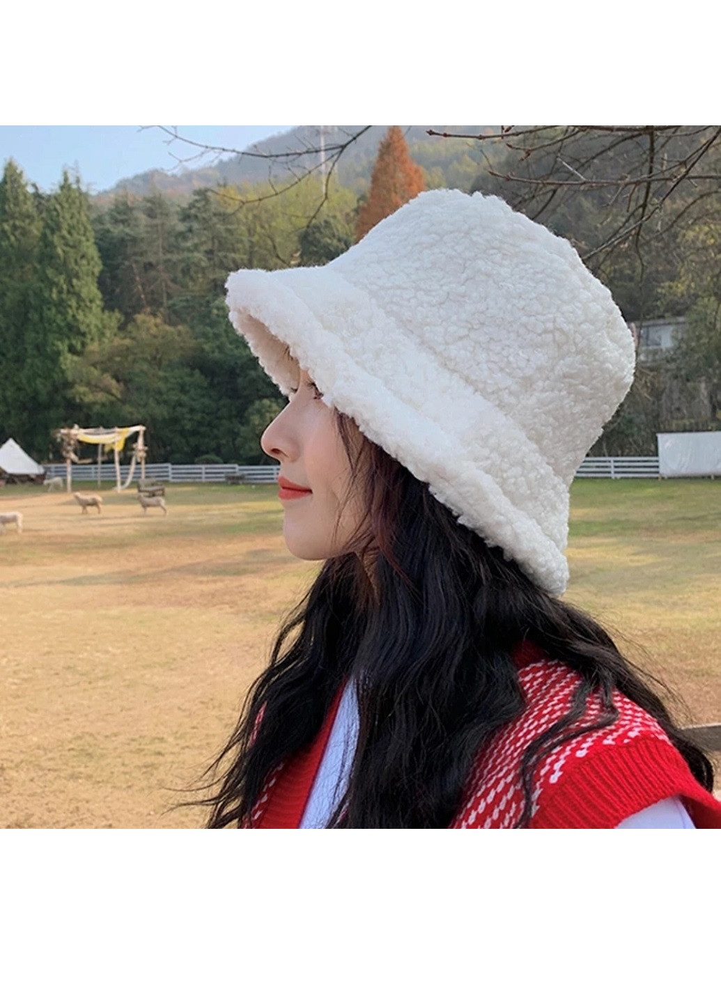 Женская меховая зимняя шапка панама теплая плюшевая пушистая Тедди барашек каракуль Серый NoName панама (250515521)