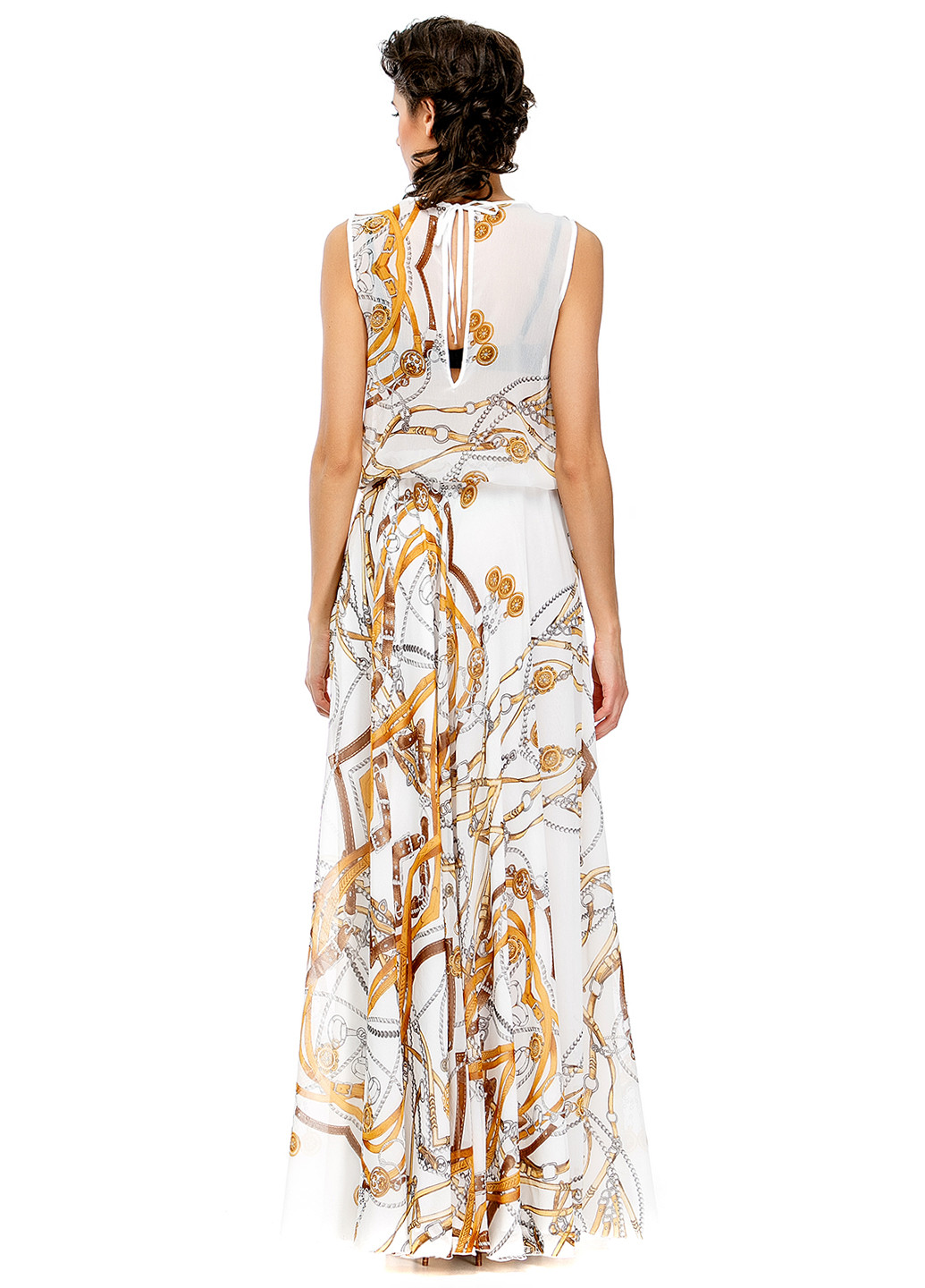 Белое кэжуал платье с юбкой-солнце Adelin Fostayn с абстрактным узором