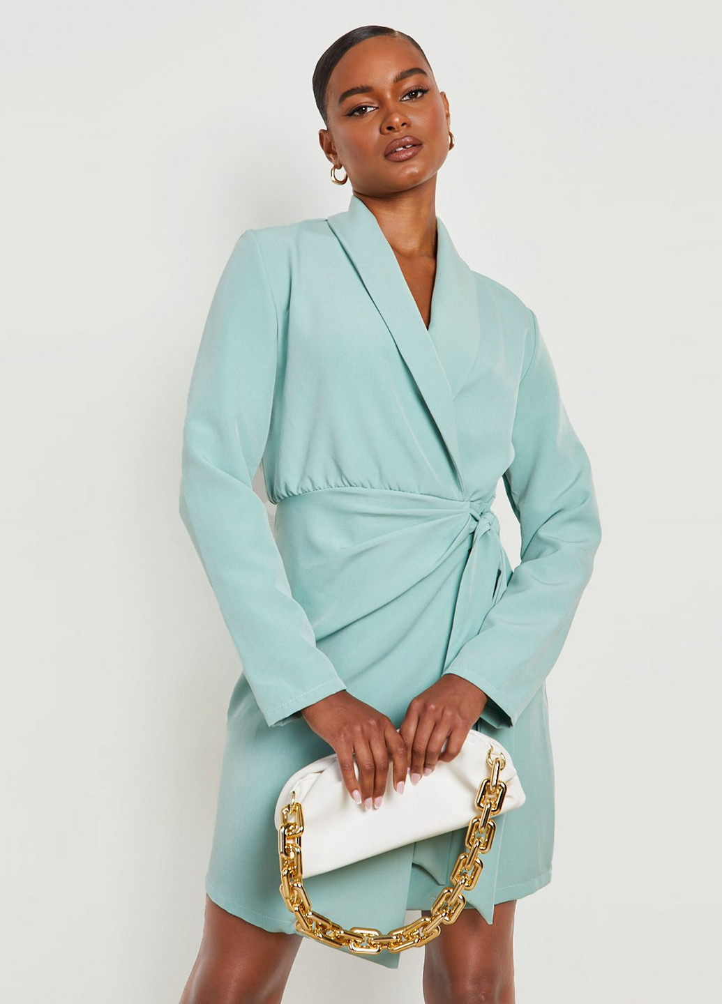 М'ятна кежуал сукня на запах Boohoo однотонна