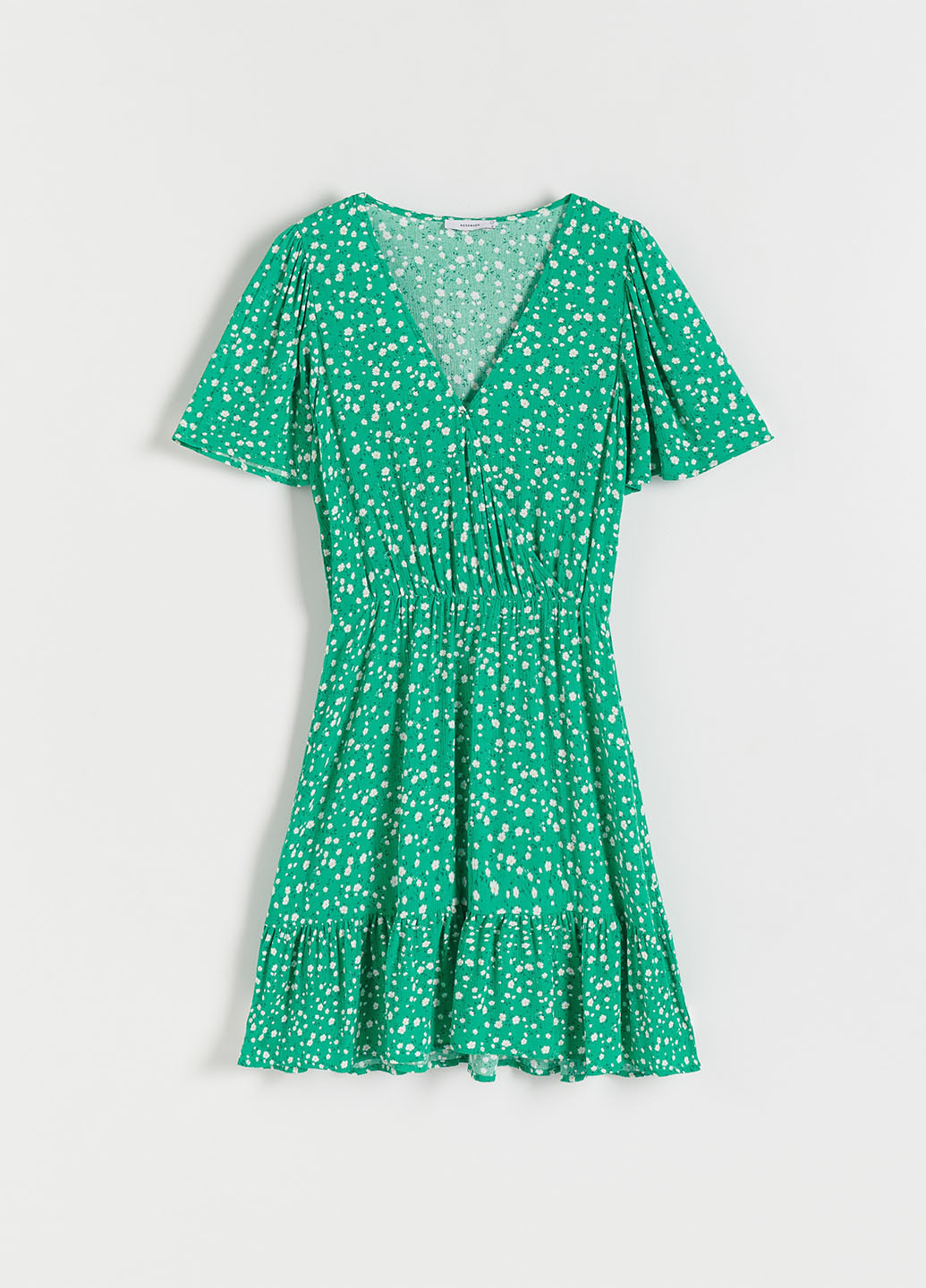 Зеленое кэжуал платье на запах Reserved с цветочным принтом
