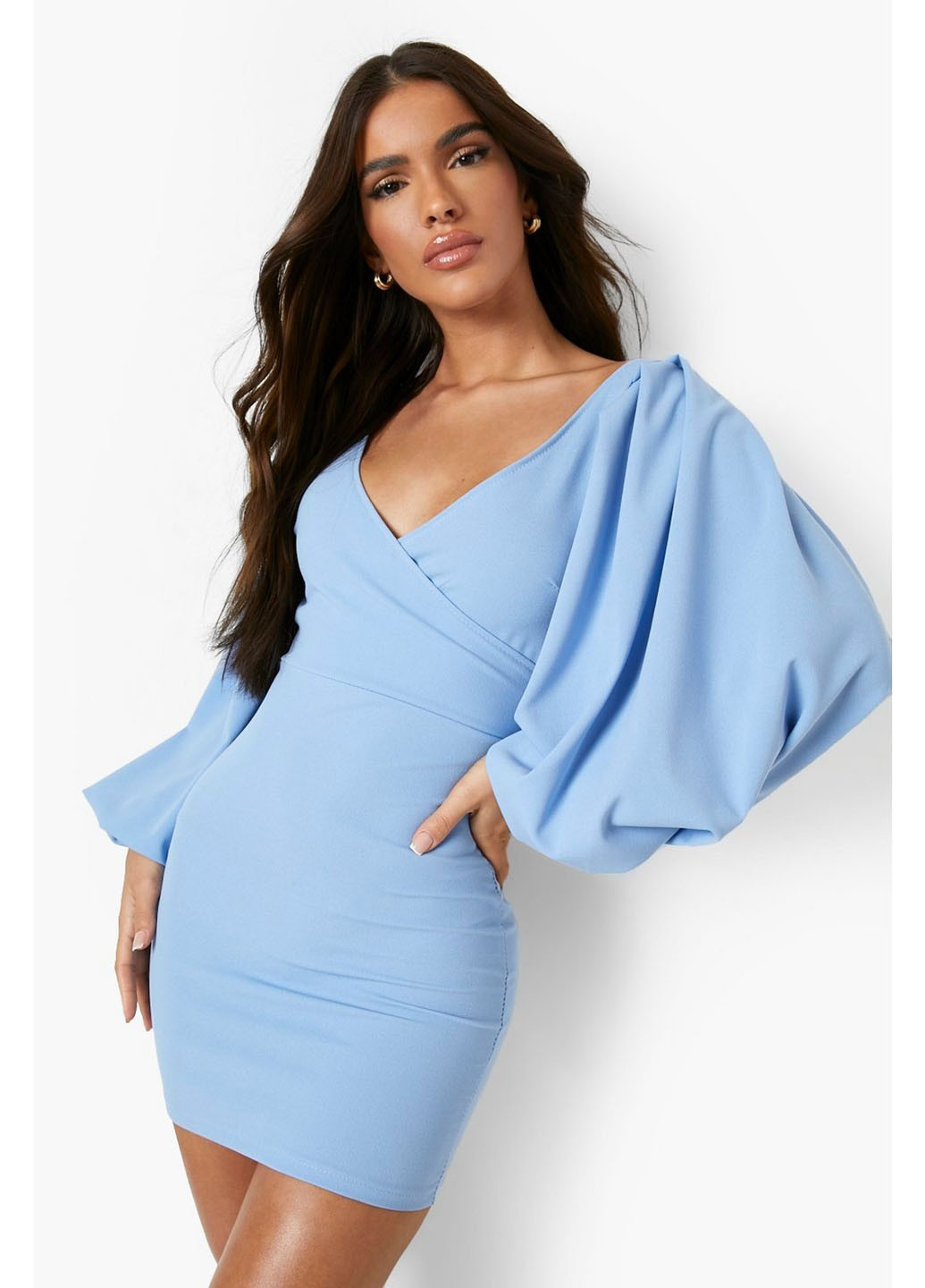 Блакитна святковий, кежуал сукня силуетна, з відкритою спиною Boohoo однотонна