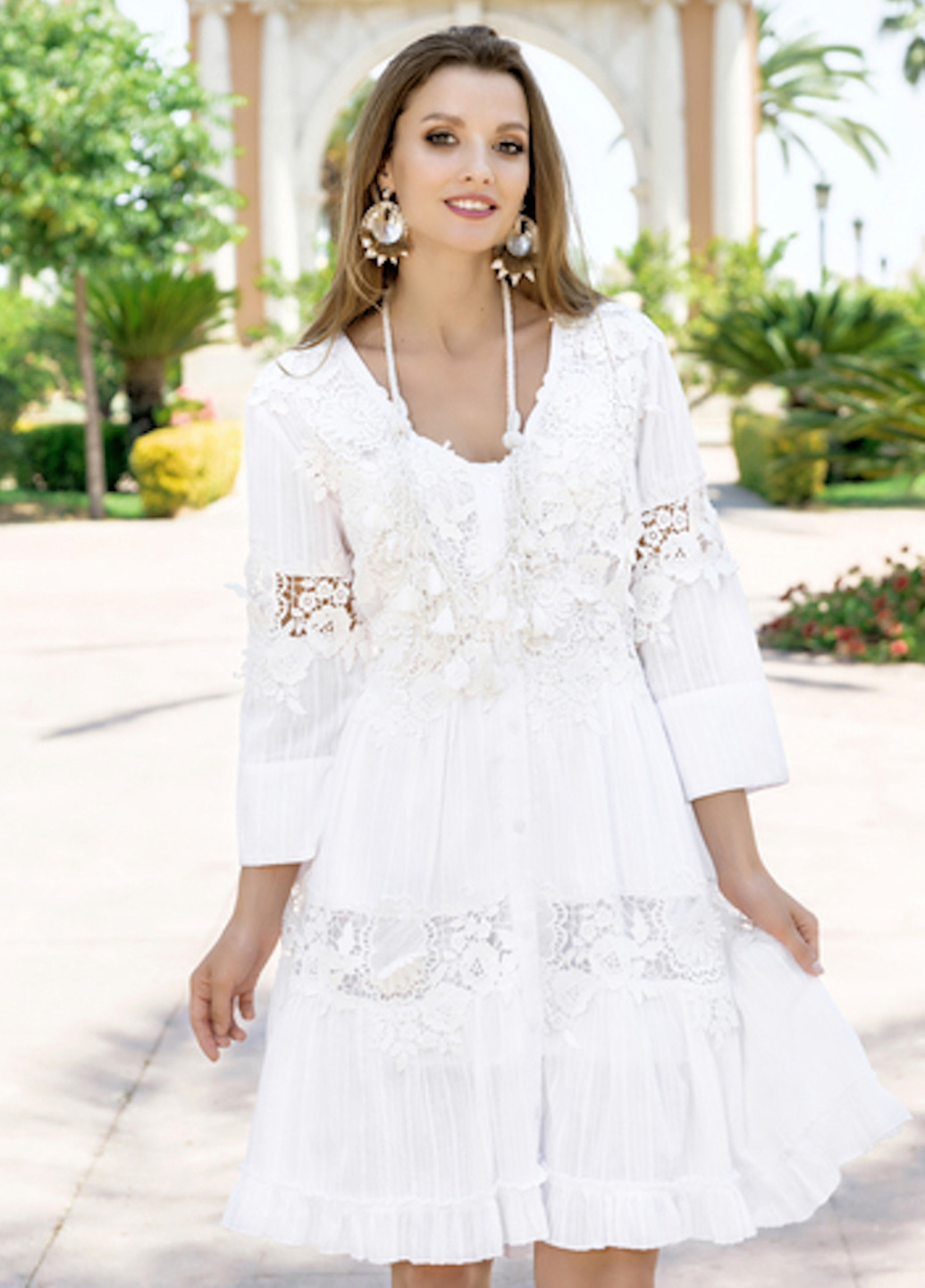 Белое кэжуал платье клеш Anastasea однотонное
