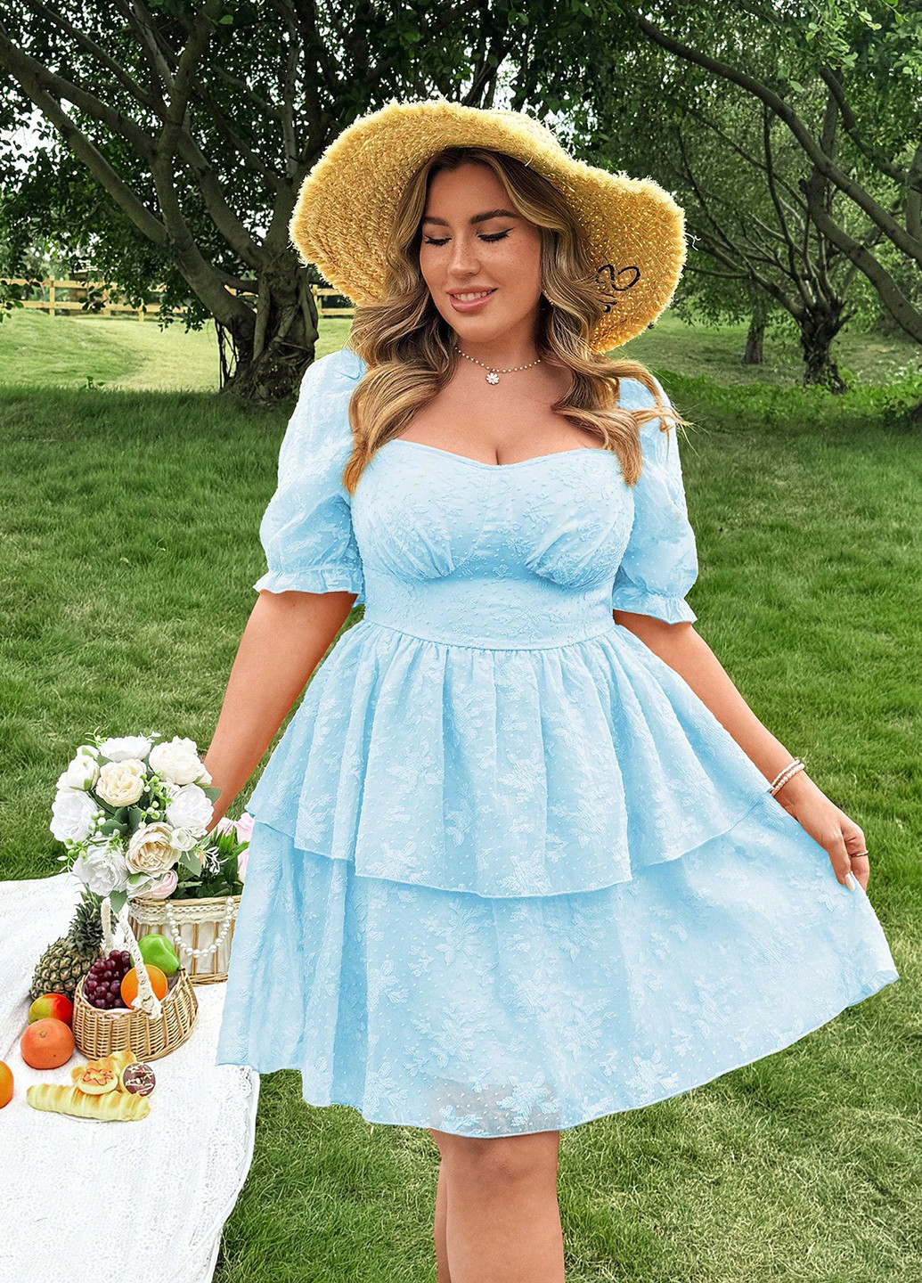 Голубое кэжуал платье а-силуэт SHEIN однотонное