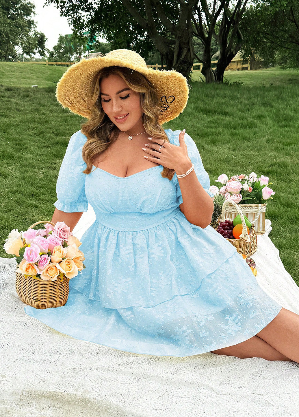 Голубое кэжуал платье а-силуэт SHEIN однотонное