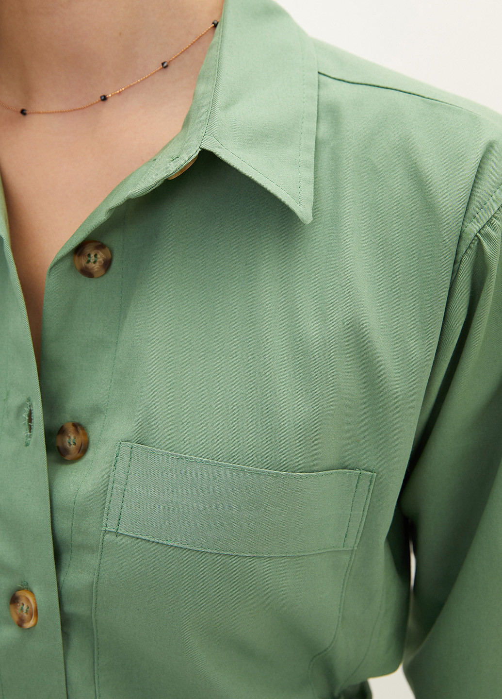 Светло-зеленое кэжуал платье рубашка LC Waikiki однотонное