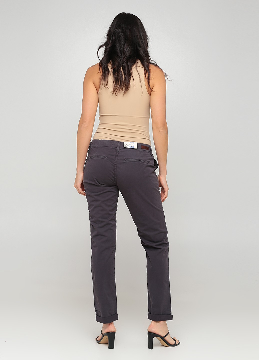 Темно-серые кэжуал демисезонные прямые брюки Roxy