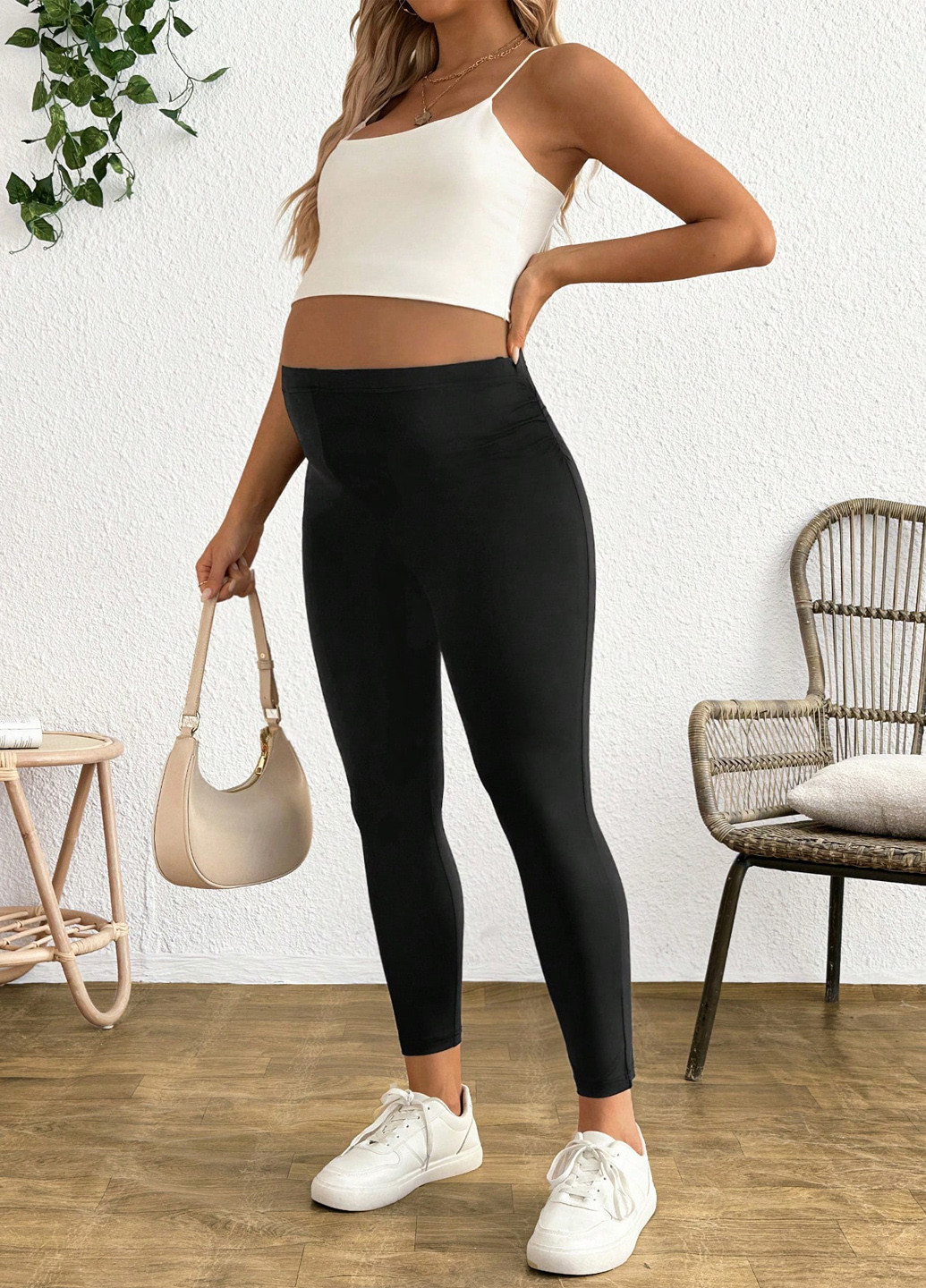 Черные демисезонные леггинсы для беременных (2шт.) SHEIN