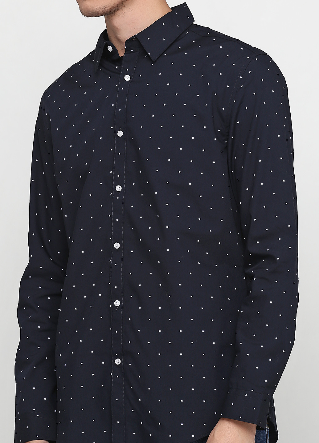Черная кэжуал рубашка в горошек H&M с длинным рукавом