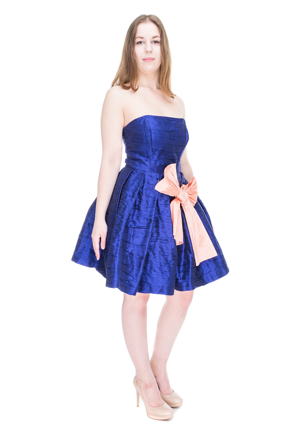 Синее коктейльное платье Carla Ruiz однотонное