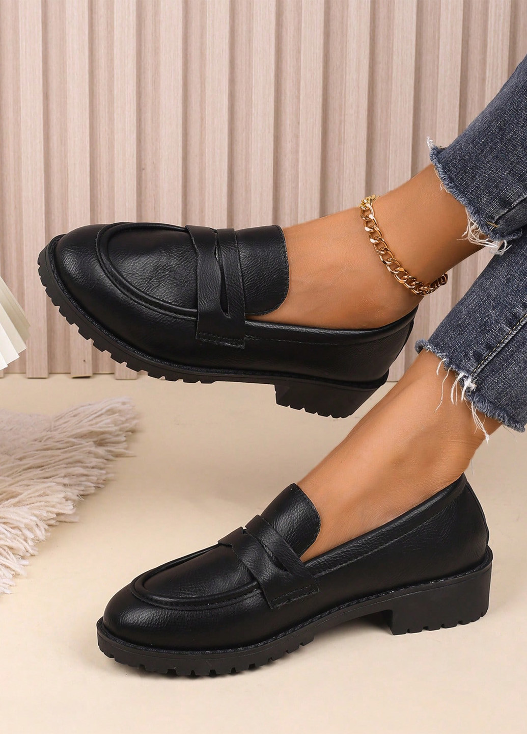 SHEIN Туфли лоферы черный з искусственная кожа, китай — демисезон (341743970)