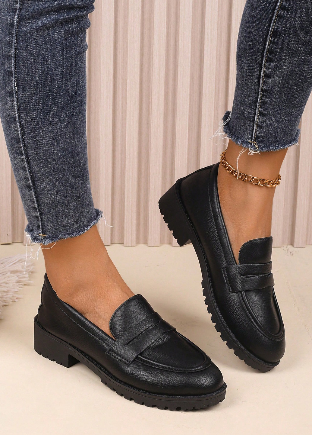 SHEIN Туфли лоферы черный з искусственная кожа, китай — демисезон (341743970)