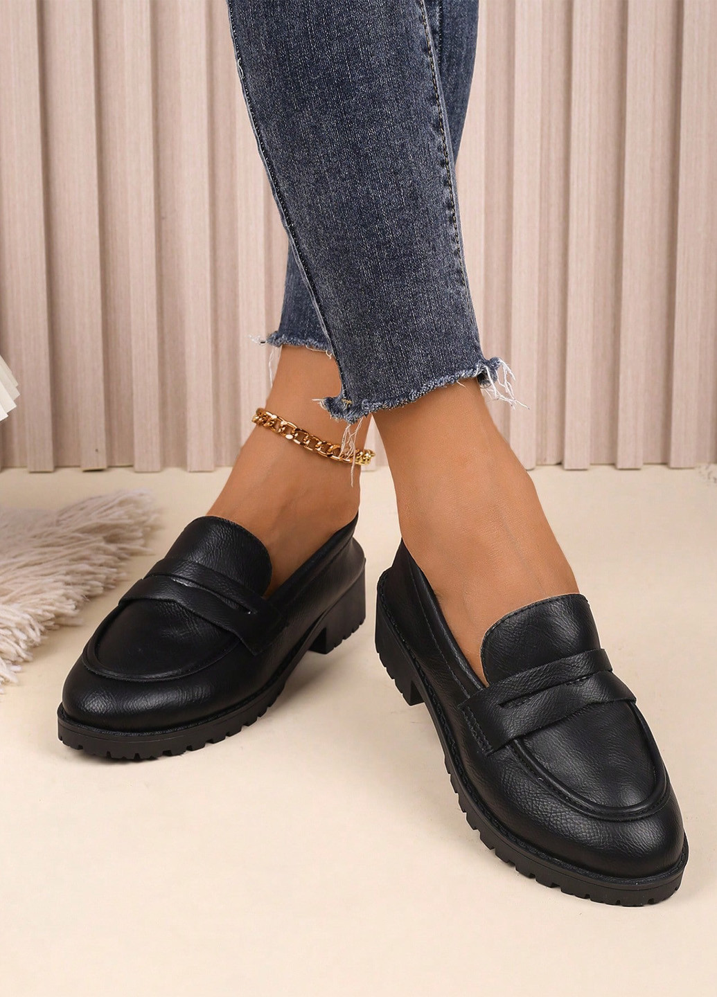 SHEIN Туфли лоферы черный з искусственная кожа, китай — демисезон (341743970)