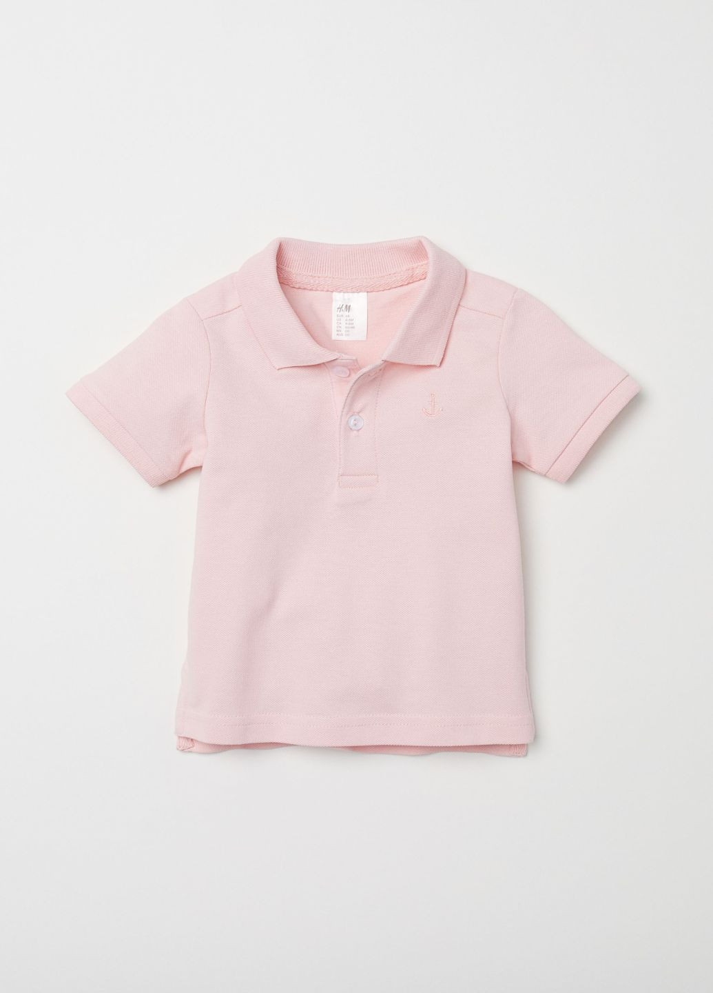 Розовая детская футболка-поло для мальчика H&M однотонная