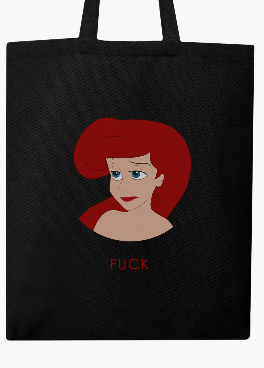 Еко сумка шоппер чорна Аріель Русалка Дісней (Disney Mermaid) (9227-1442-BK) MobiPrint (236391082)