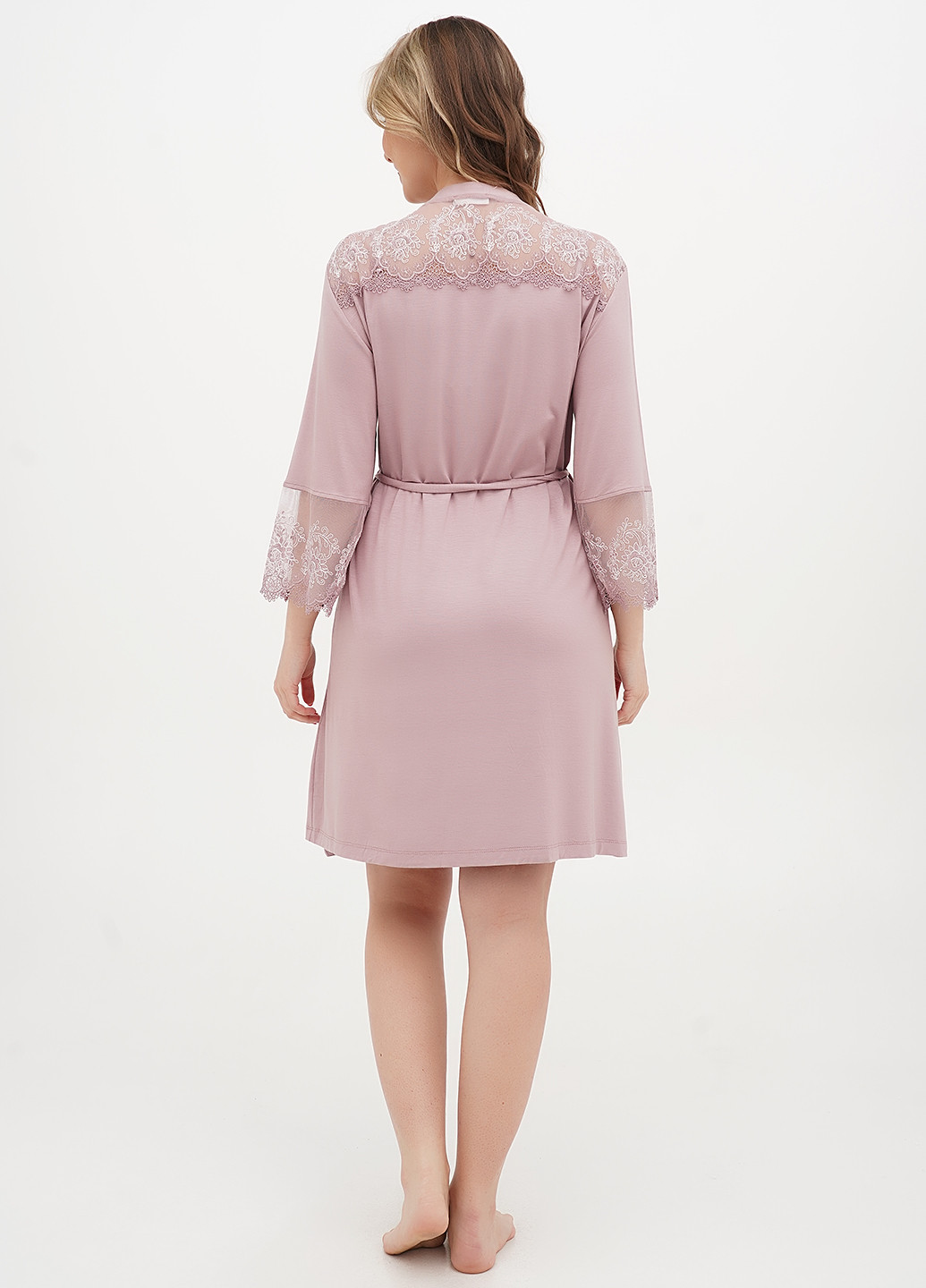 Бузковий демісезонний комплект (нічна сорочка, халат) Cotpark