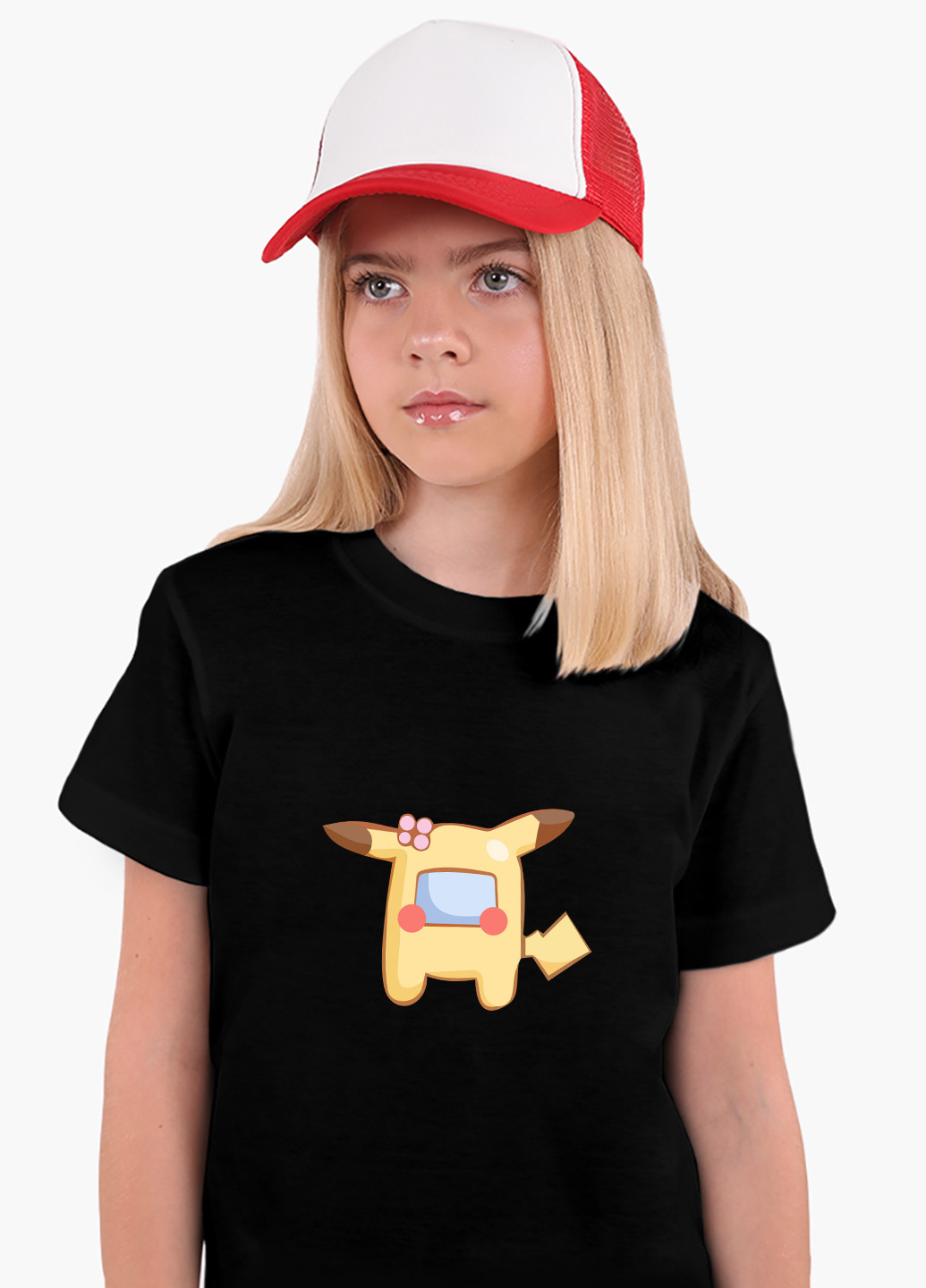 Чорна демісезонна футболка дитяча амонг ас покемон пікачу (among us pokemon pikachu) (9224-2419) MobiPrint
