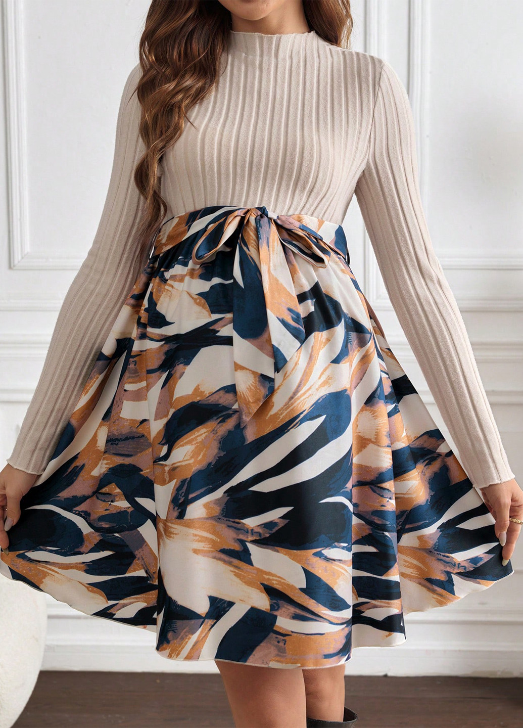 Комбинированное кэжуал платье для беременных а-силуэт SHEIN колор блок