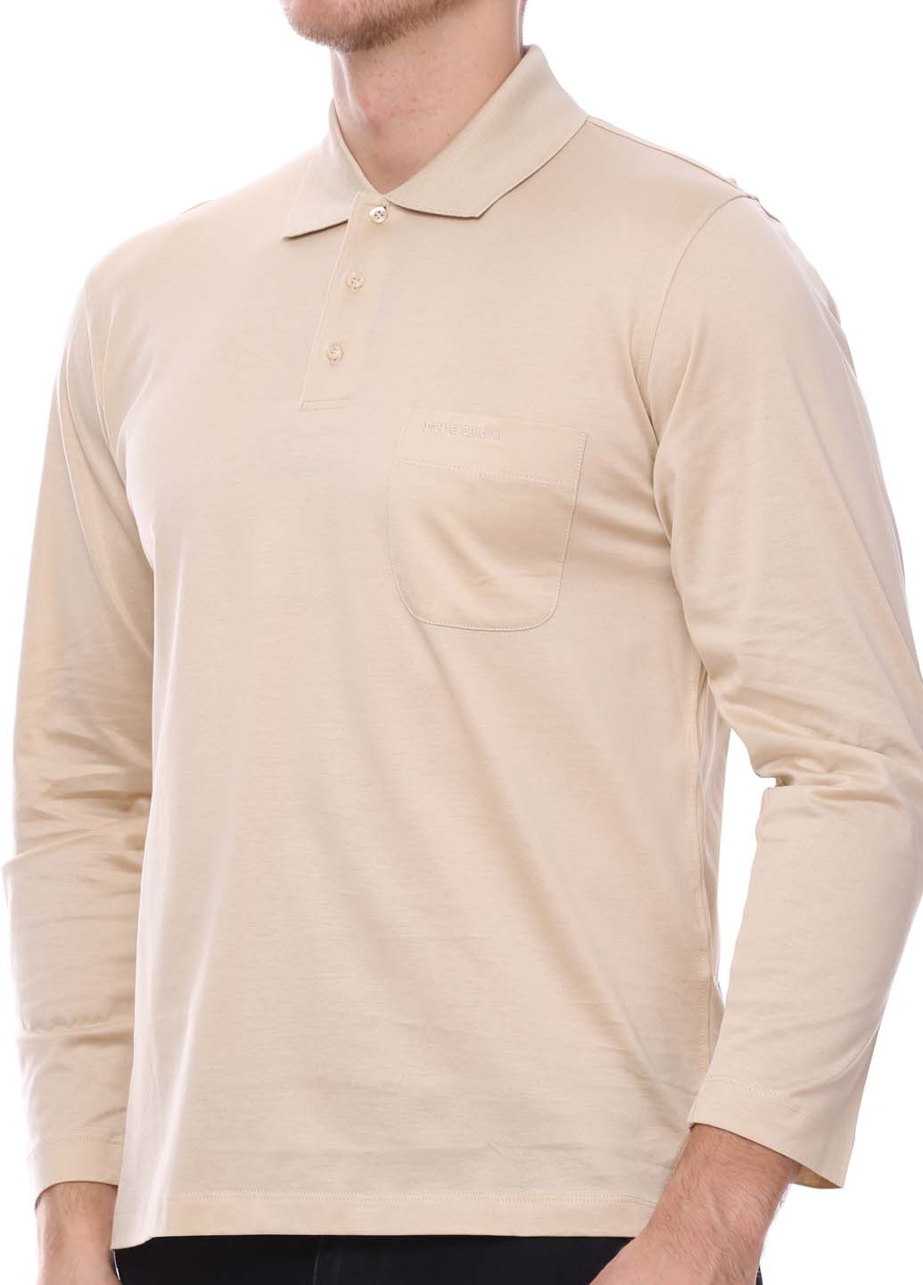 Светло-бежевая футболка-поло для мужчин Pierre Cardin однотонная