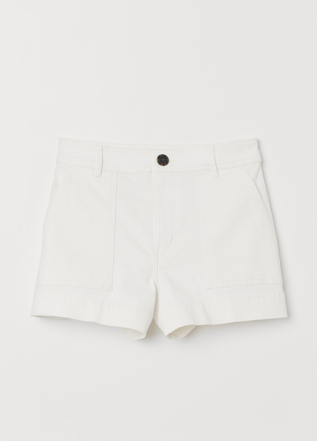 Шорты H&M однотонные белые джинсовые хлопок