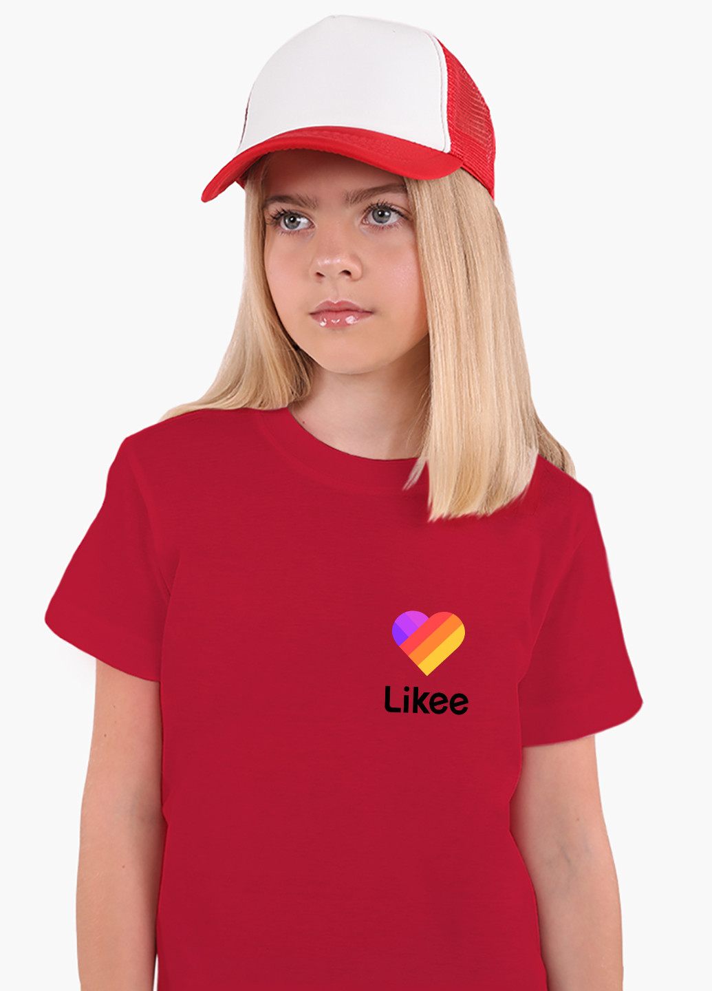 Красная демисезонная футболка детская лайк (likee)(9224-1035) MobiPrint