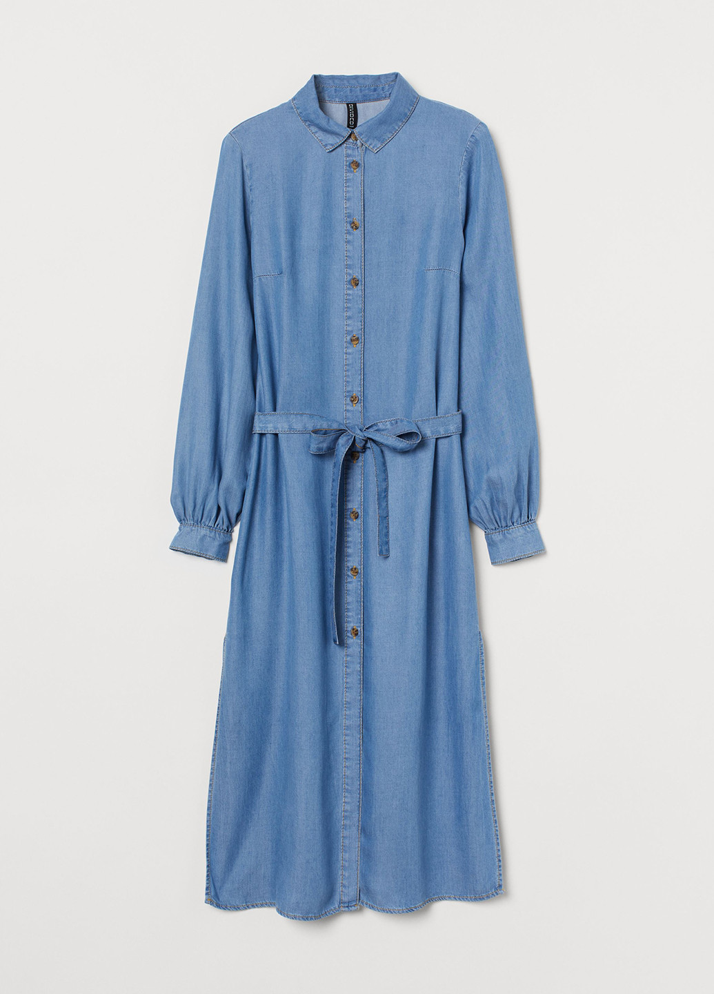 Светло-синее джинсовое платье рубашка H&M однотонное
