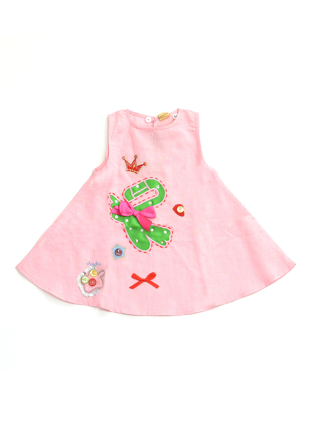 Светло-розовое кэжуал платье короткое Piccolo L с рисунком