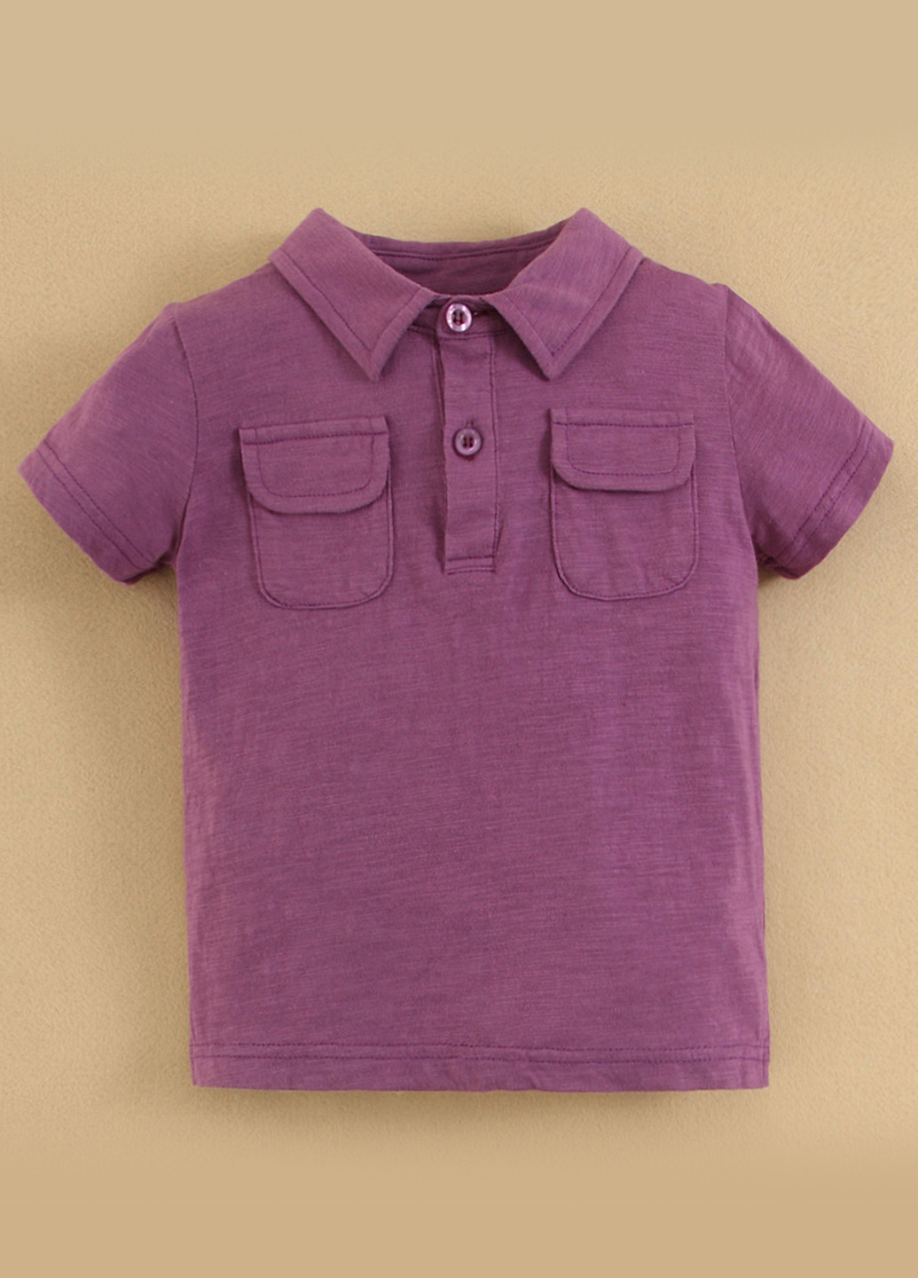 Фиолетовая детская футболка-поло для мальчика Mom & Bab однотонная