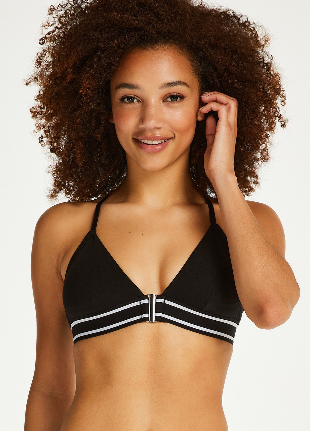 Чорно-білий топ бюстгальтер Hunkemoller без кісточок бавовна