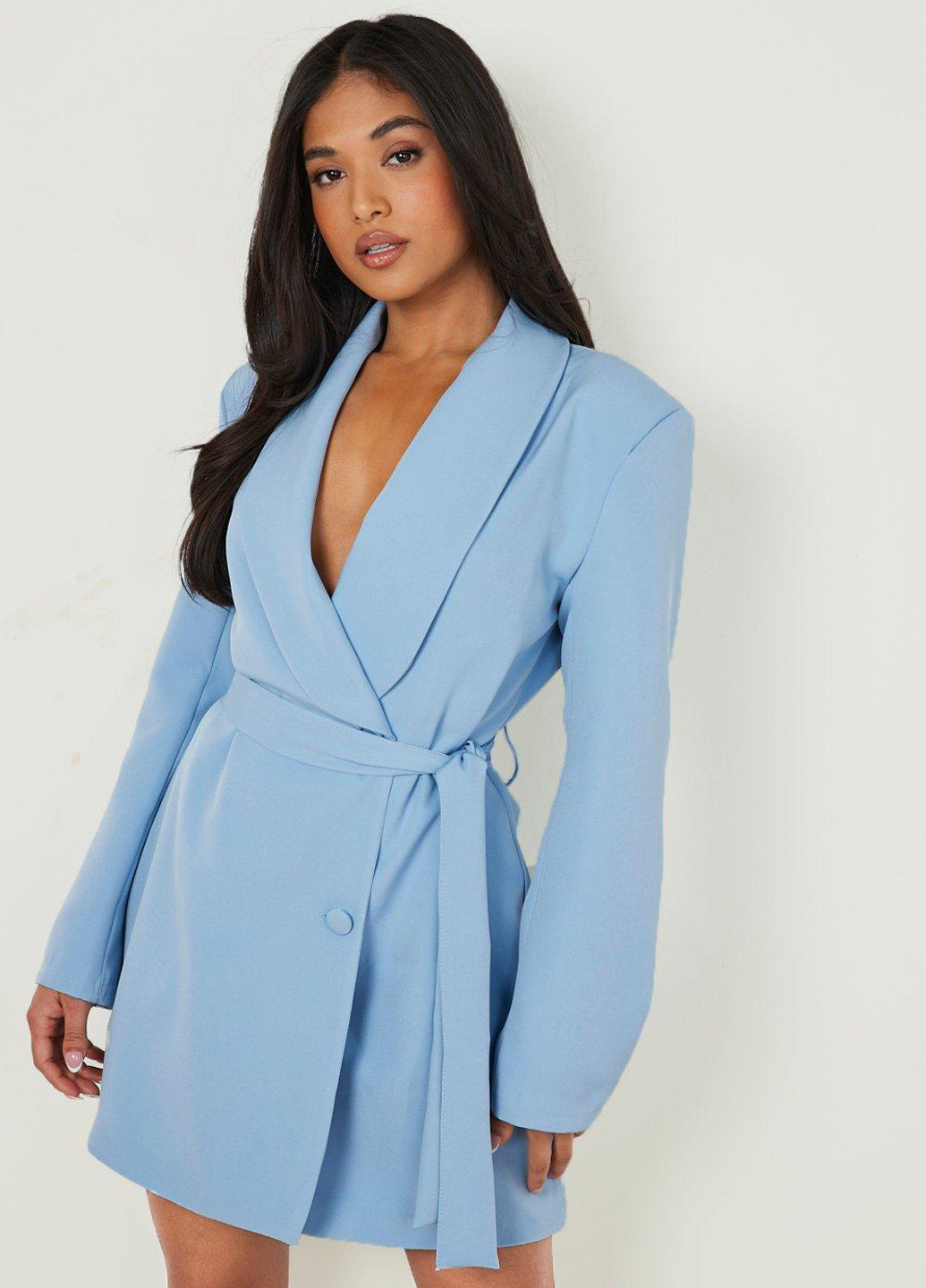 Голубое кэжуал платье платье-жакет Boohoo однотонное