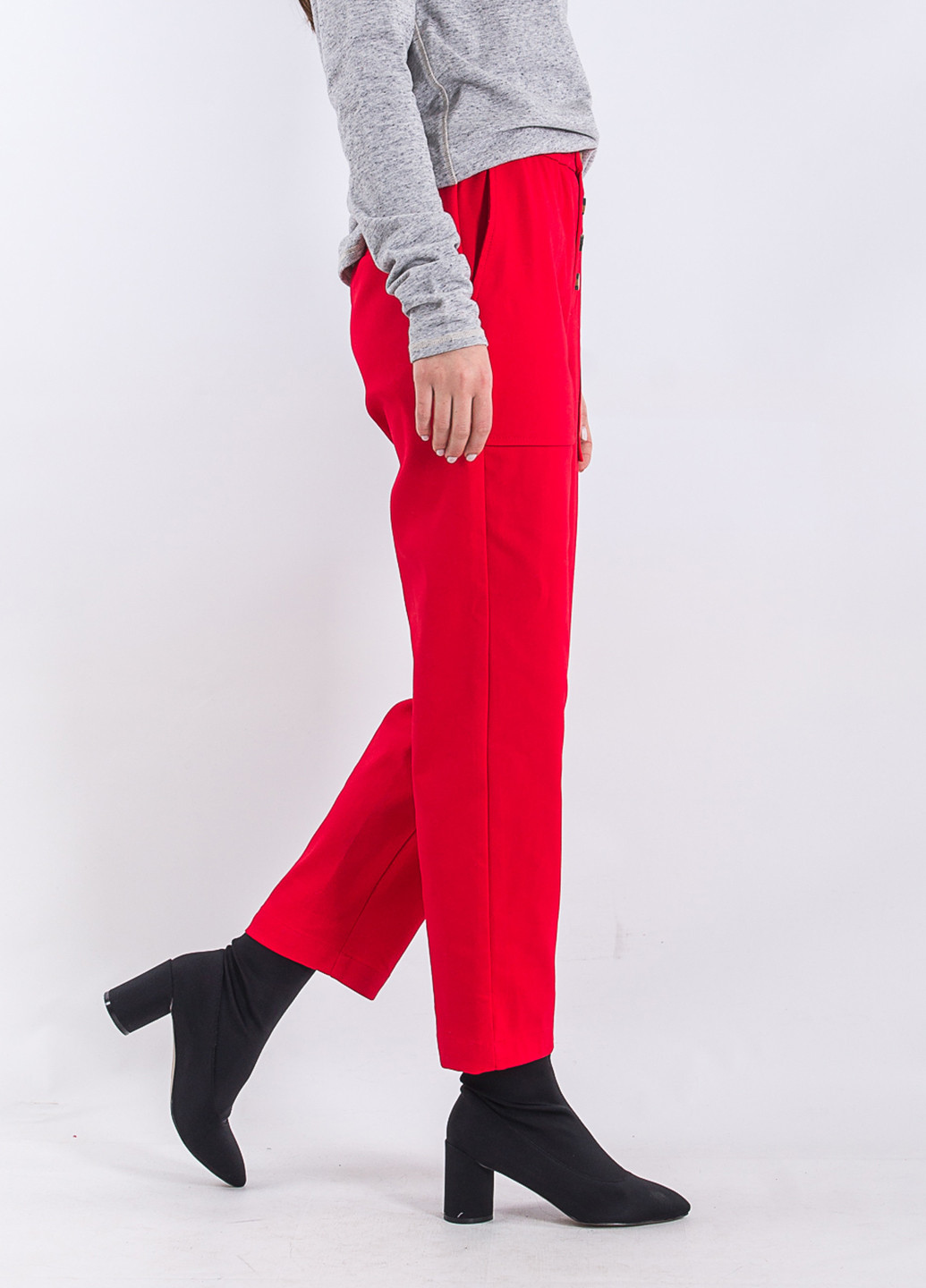 Красные кэжуал демисезонные прямые брюки Dilvin