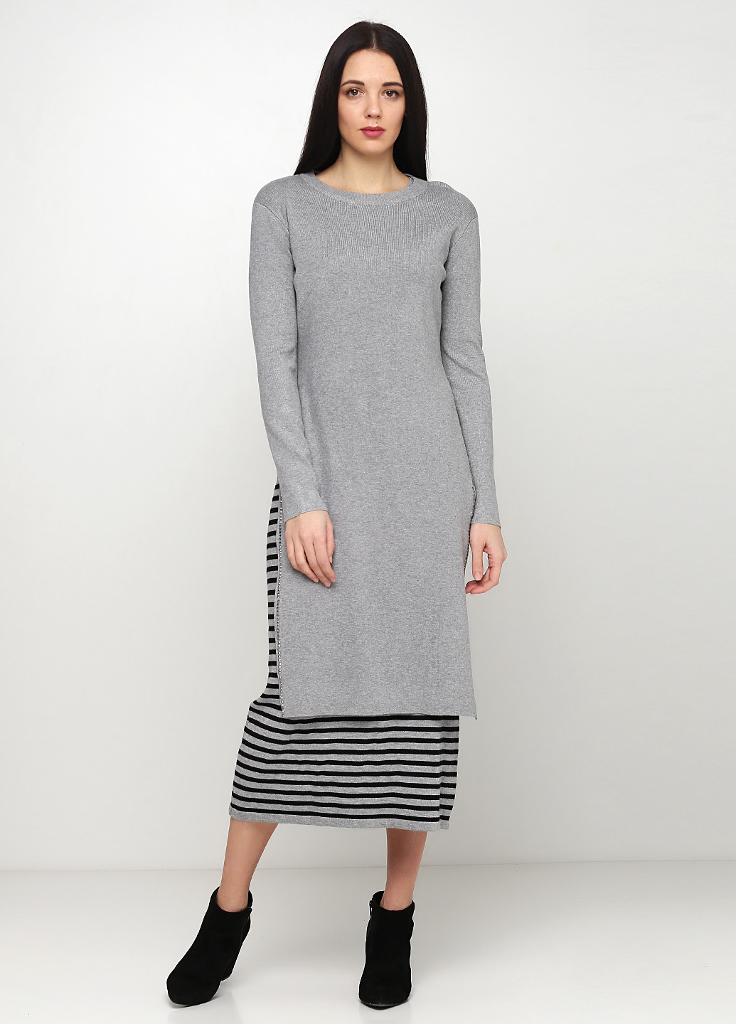 Серый зимний комплект (платье, туника) di classe